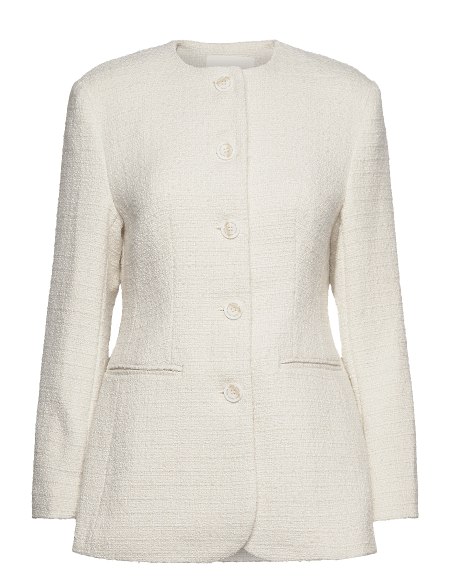 Malina - Carol fitted round neck blazer - enkeltradede blazere - cream - 1