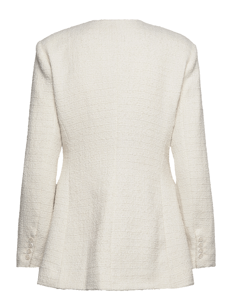 Malina - Carol fitted round neck blazer - enkeltradede blazere - cream - 2