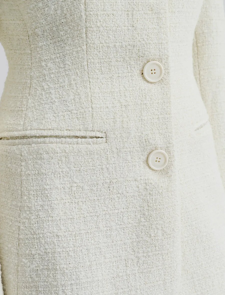 Malina - Carol fitted round neck blazer - enkeltradede blazere - cream - 4