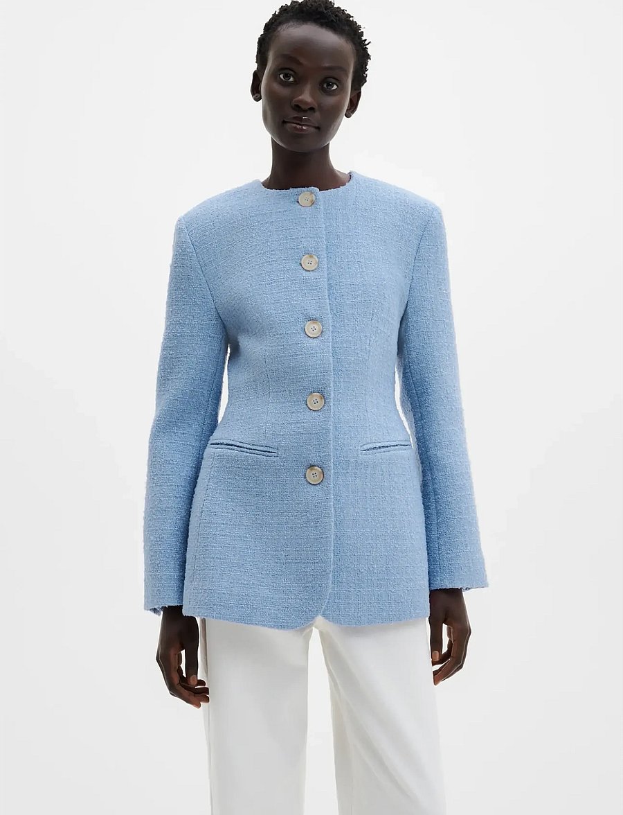 Malina - Carol fitted round neck blazer - blazers met één knopenrij - sky - 0