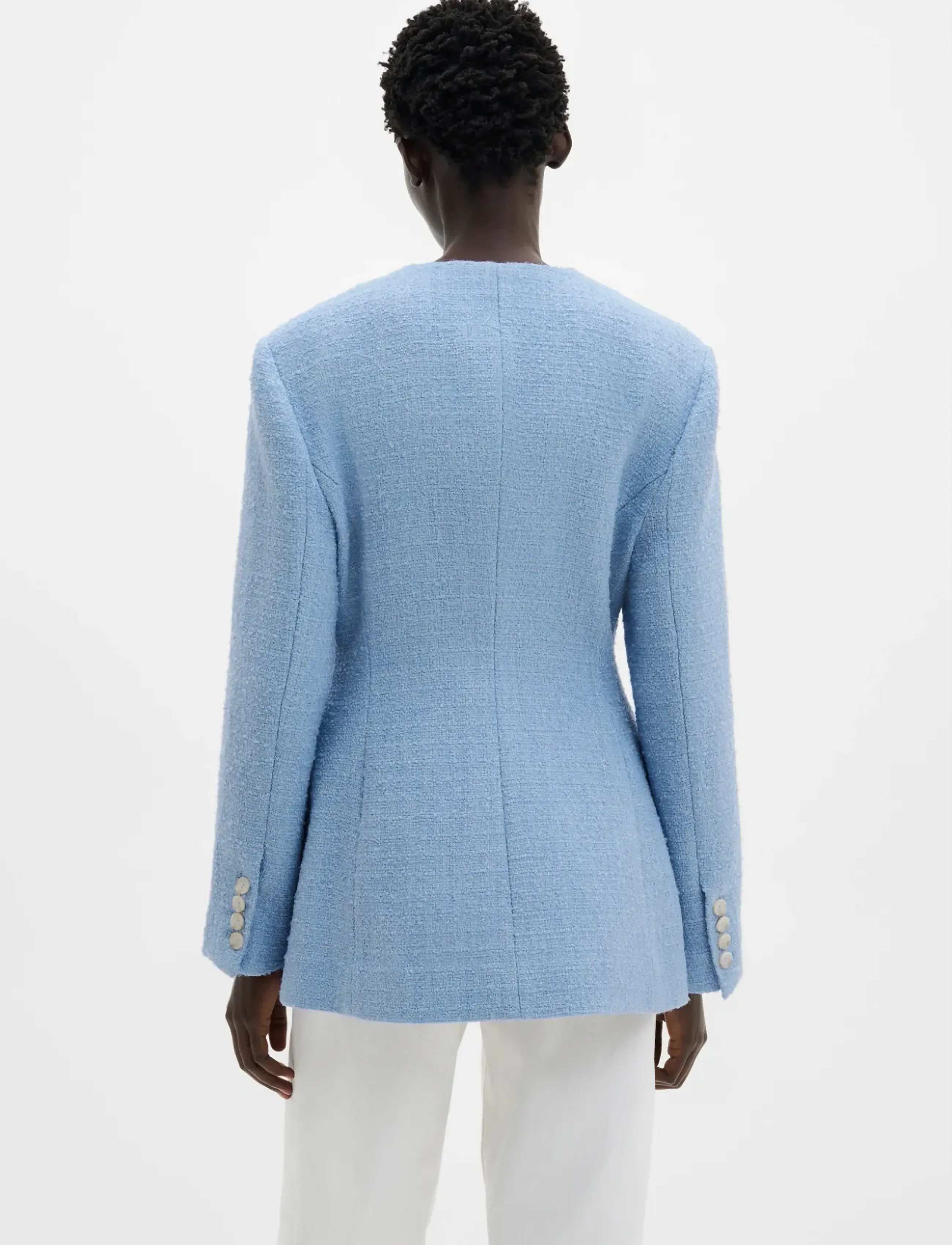 Malina - Carol fitted round neck blazer - single breasted blazers - sky - 2