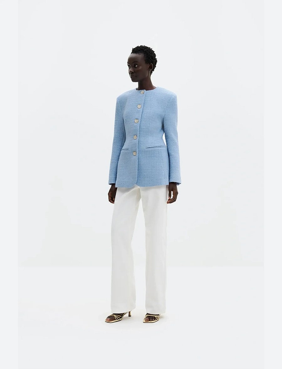 Malina - Carol fitted round neck blazer - blazers met één knopenrij - sky - 3