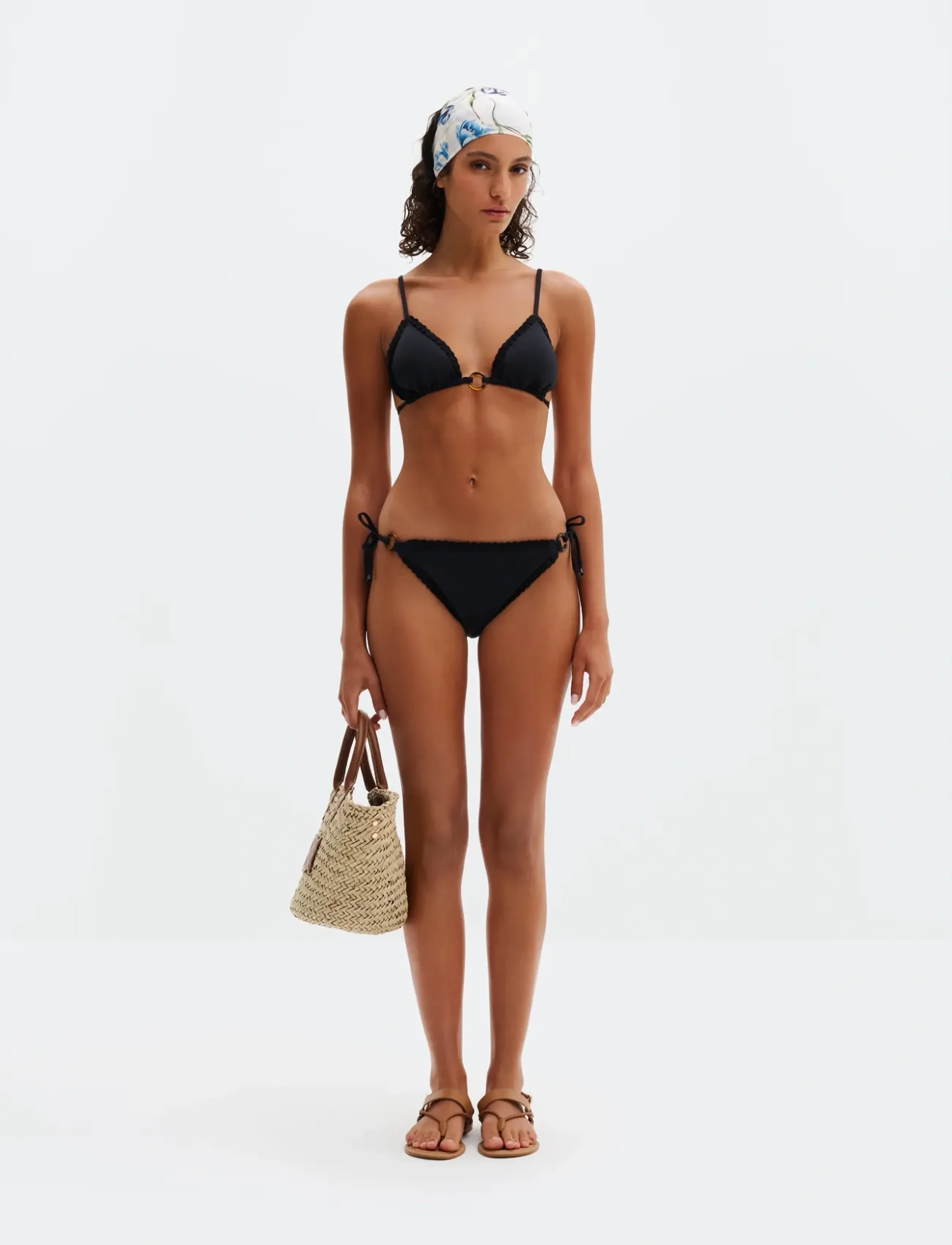 Malina - Roselyn crochet trimmed bikini bottom - bikinis mit seitenbändern - black - 5
