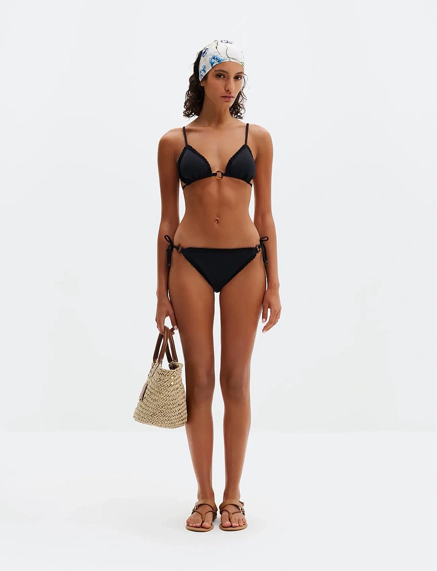Malina - Roselyn Crochet Trimmed Bikini Bottom - küljelt seotavad bikiinid - black - 5
