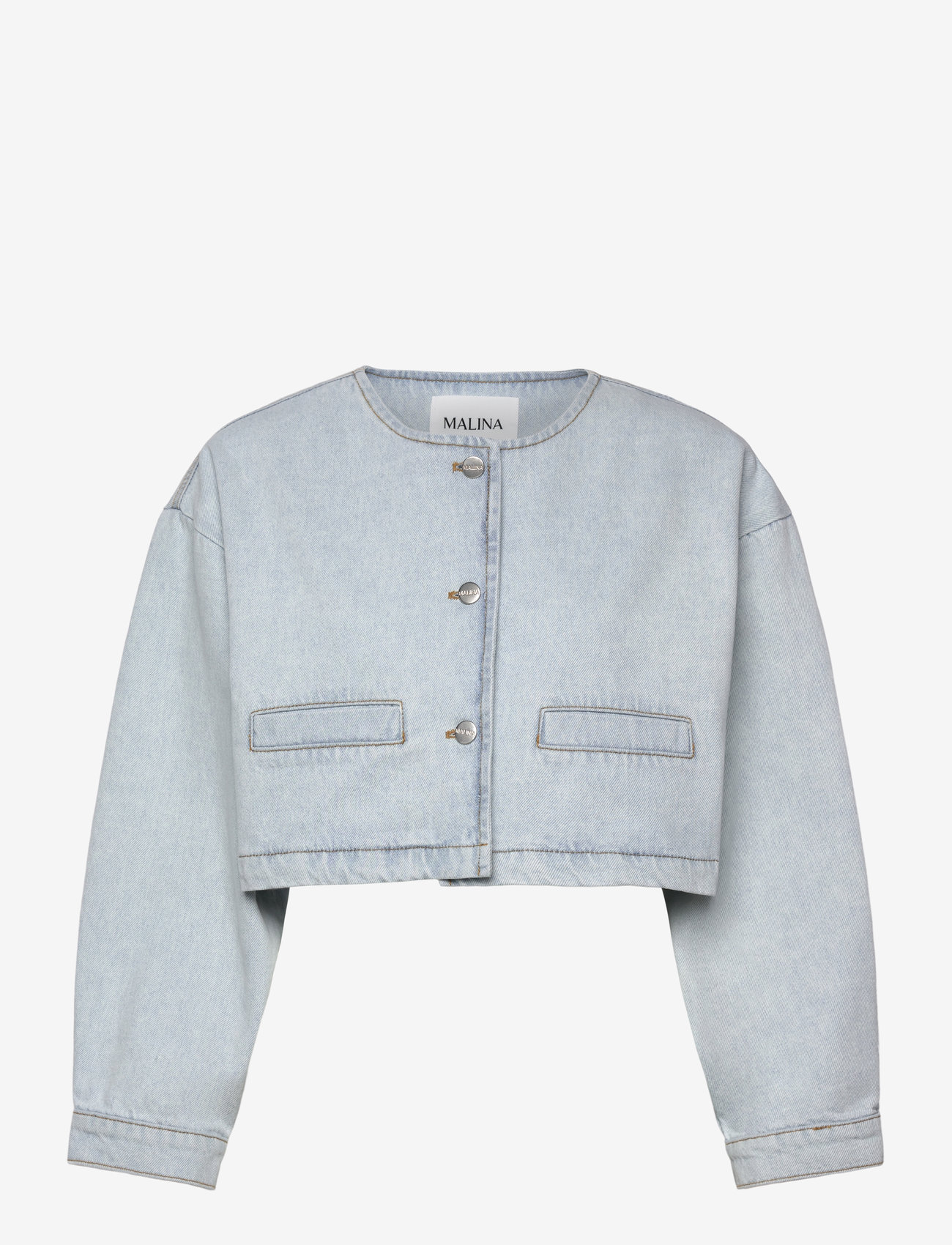 Malina - Elowen cropped denim jacket - denimjakker - light blue wash - 1
