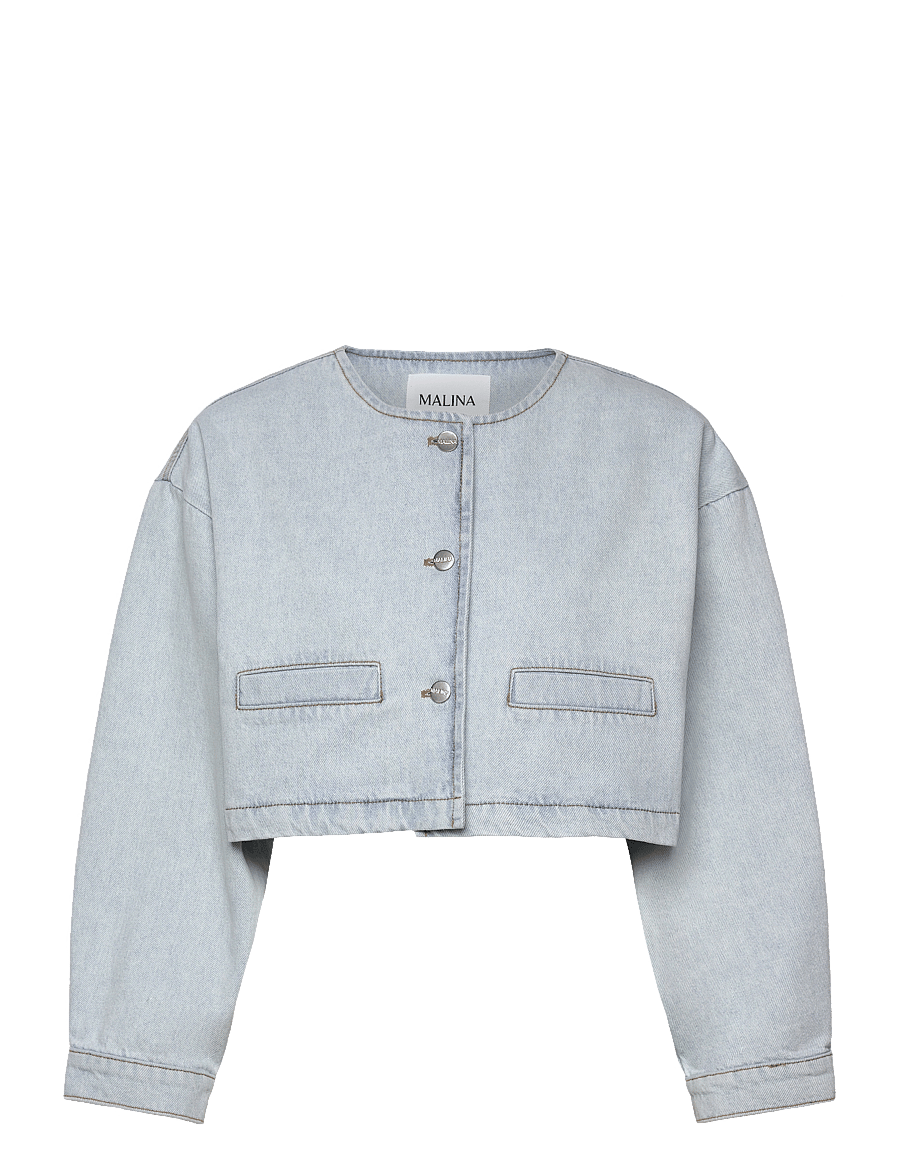 Malina - Elowen Cropped Denim jacket - denimjakker - light blue wash - 1