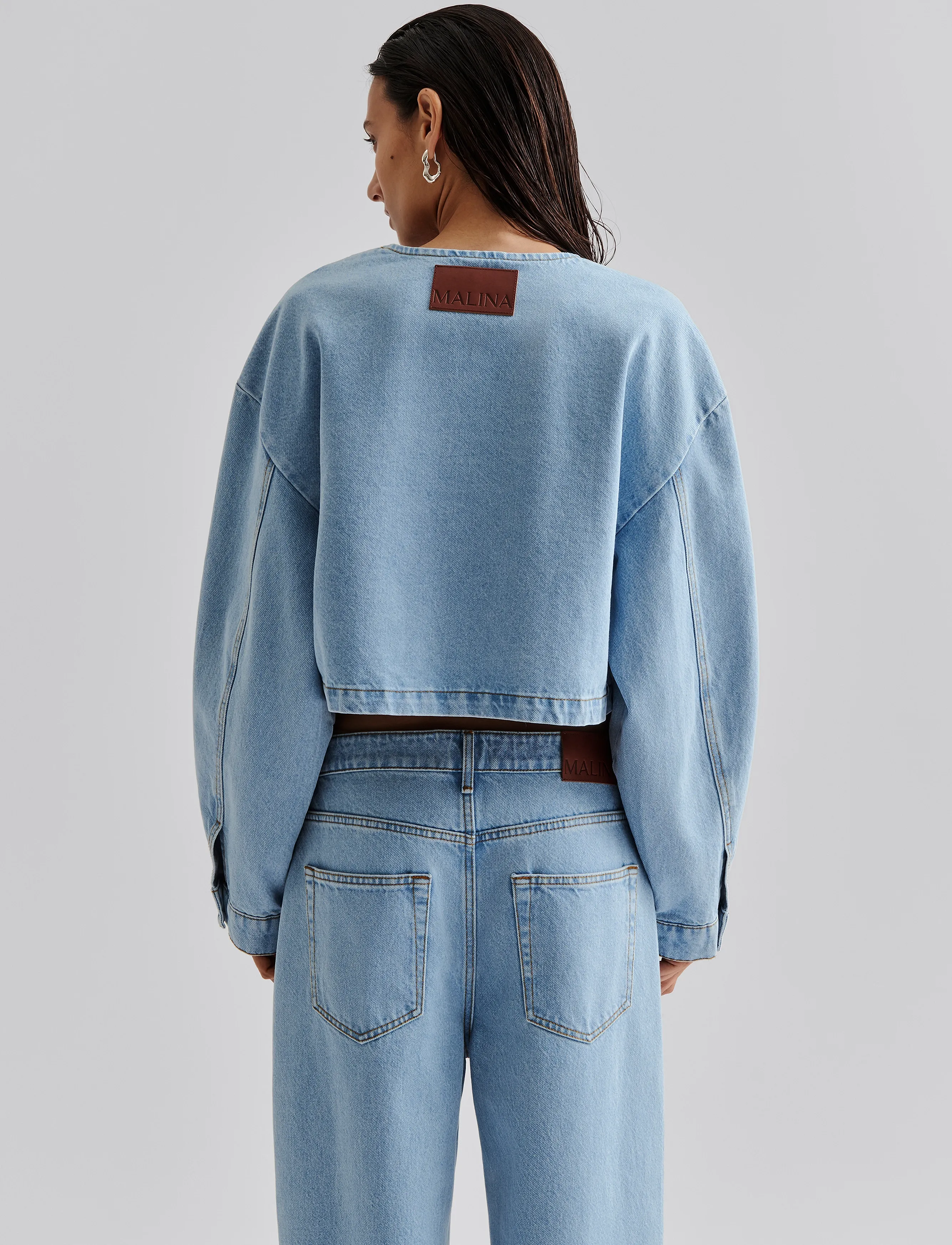 Malina - Elowen cropped denim jacket - frühlingsjacken - light blue wash - 3
