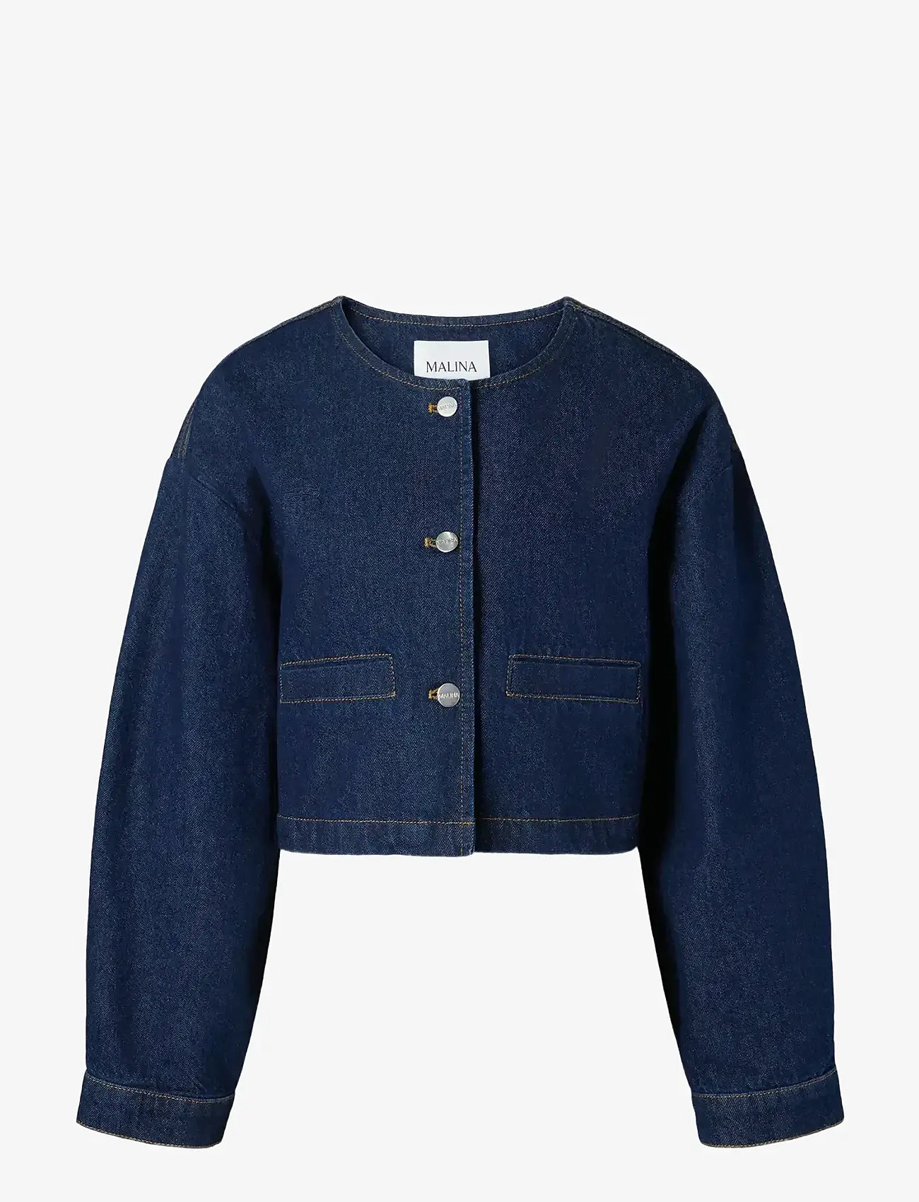 Malina - Elowen cropped denim jacket - jeansjackor - unwashed dark blue - 1