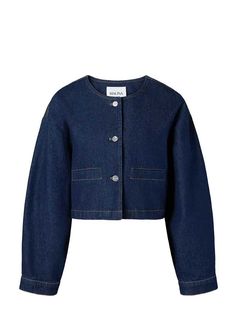 Malina - Elowen cropped denim jacket - jeansjackor - unwashed dark blue - 1