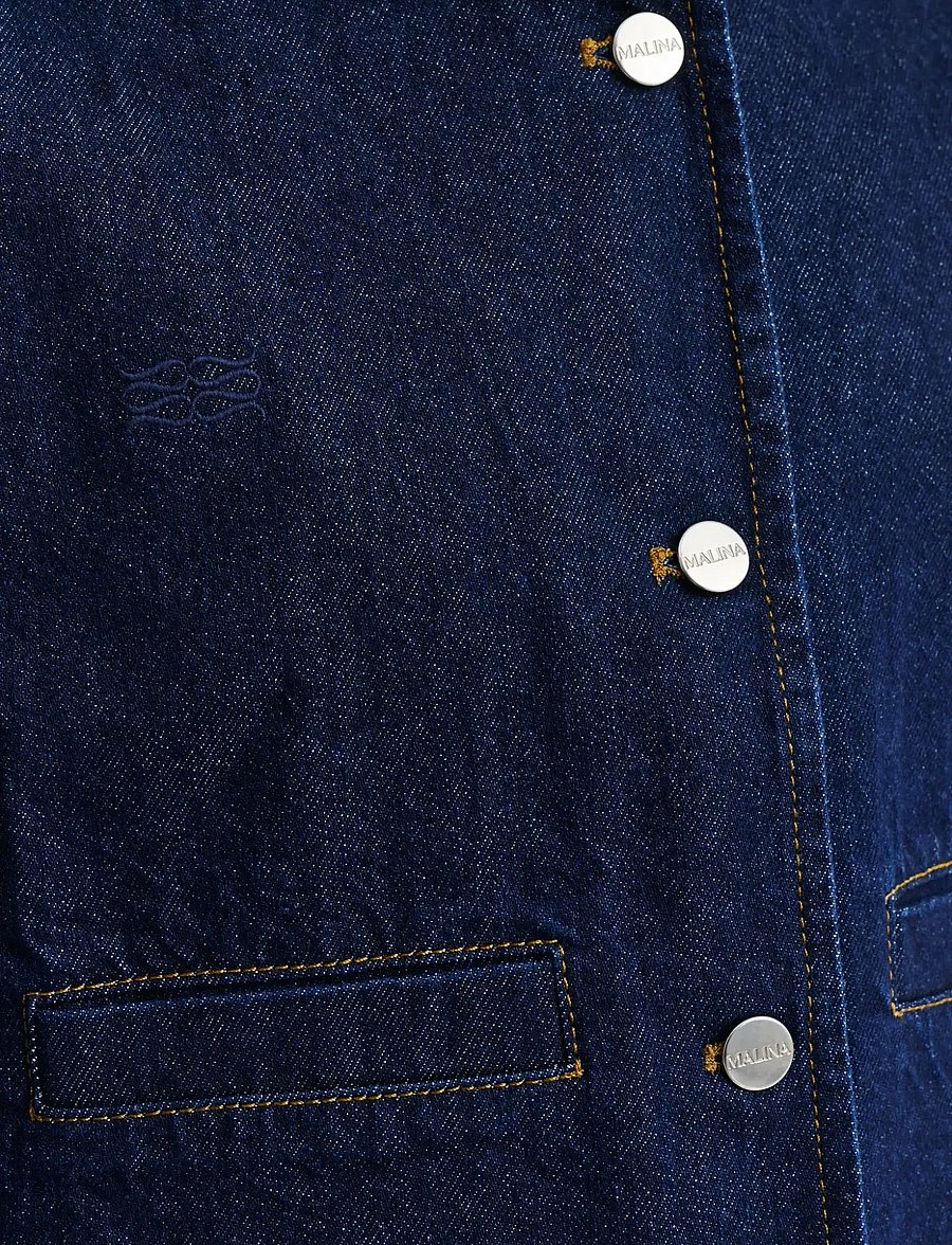 Malina - Elowen cropped denim jacket - jeansjackor - unwashed dark blue - 3