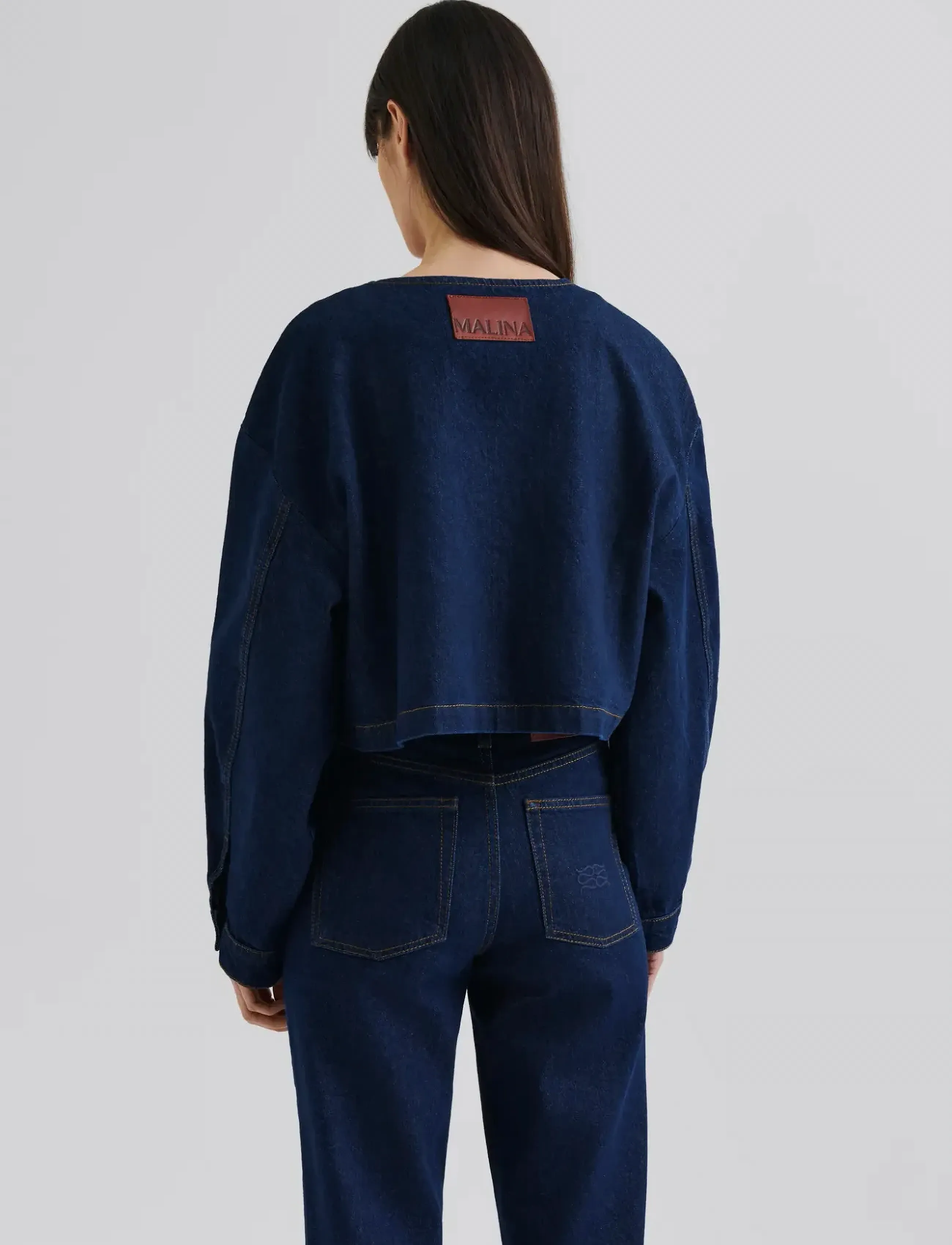 Malina - Elowen cropped denim jacket - frühlingsjacken - unwashed dark blue - 4