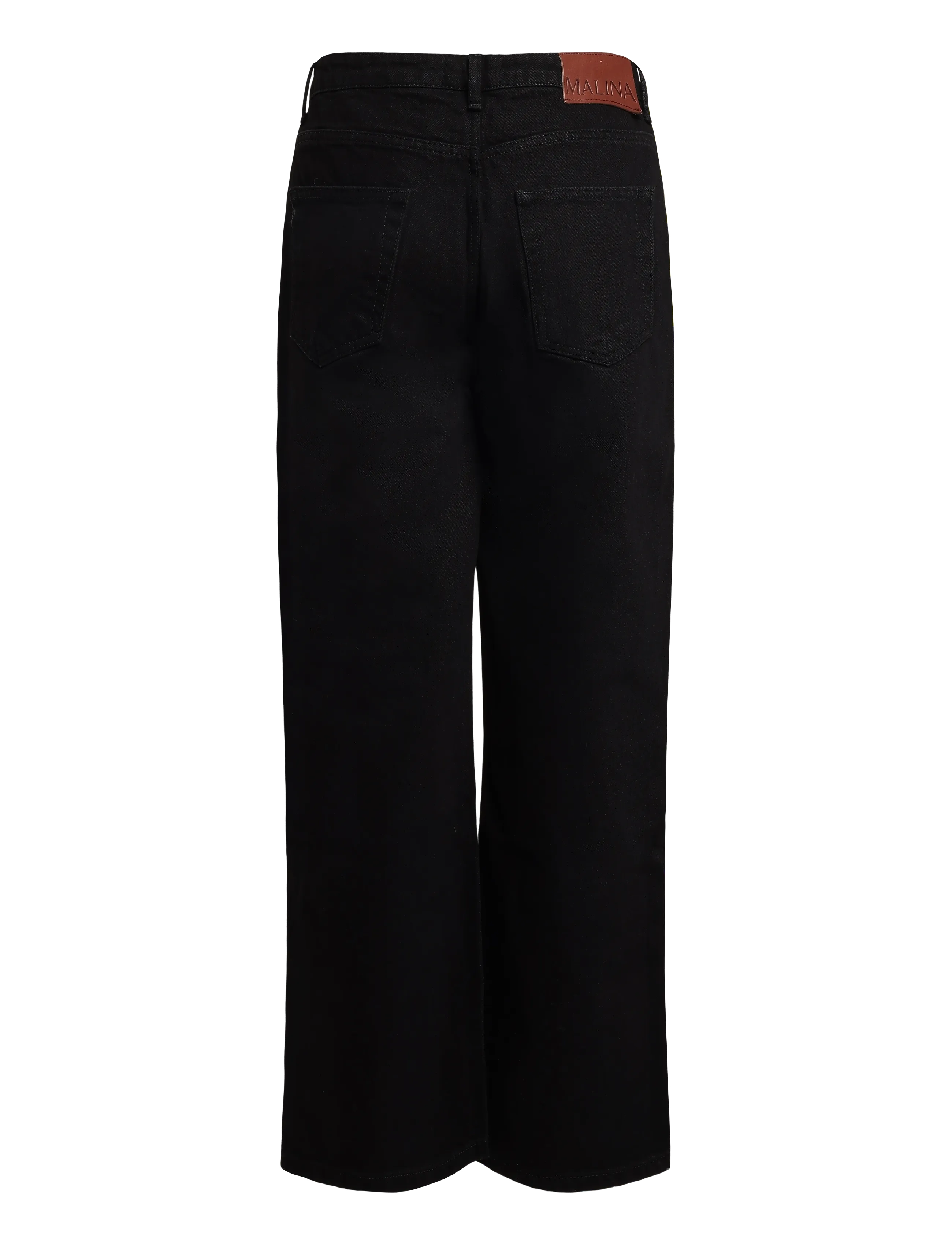 Malina - Matilda slouchy mid rise wide jeans - premium styles - black - 1