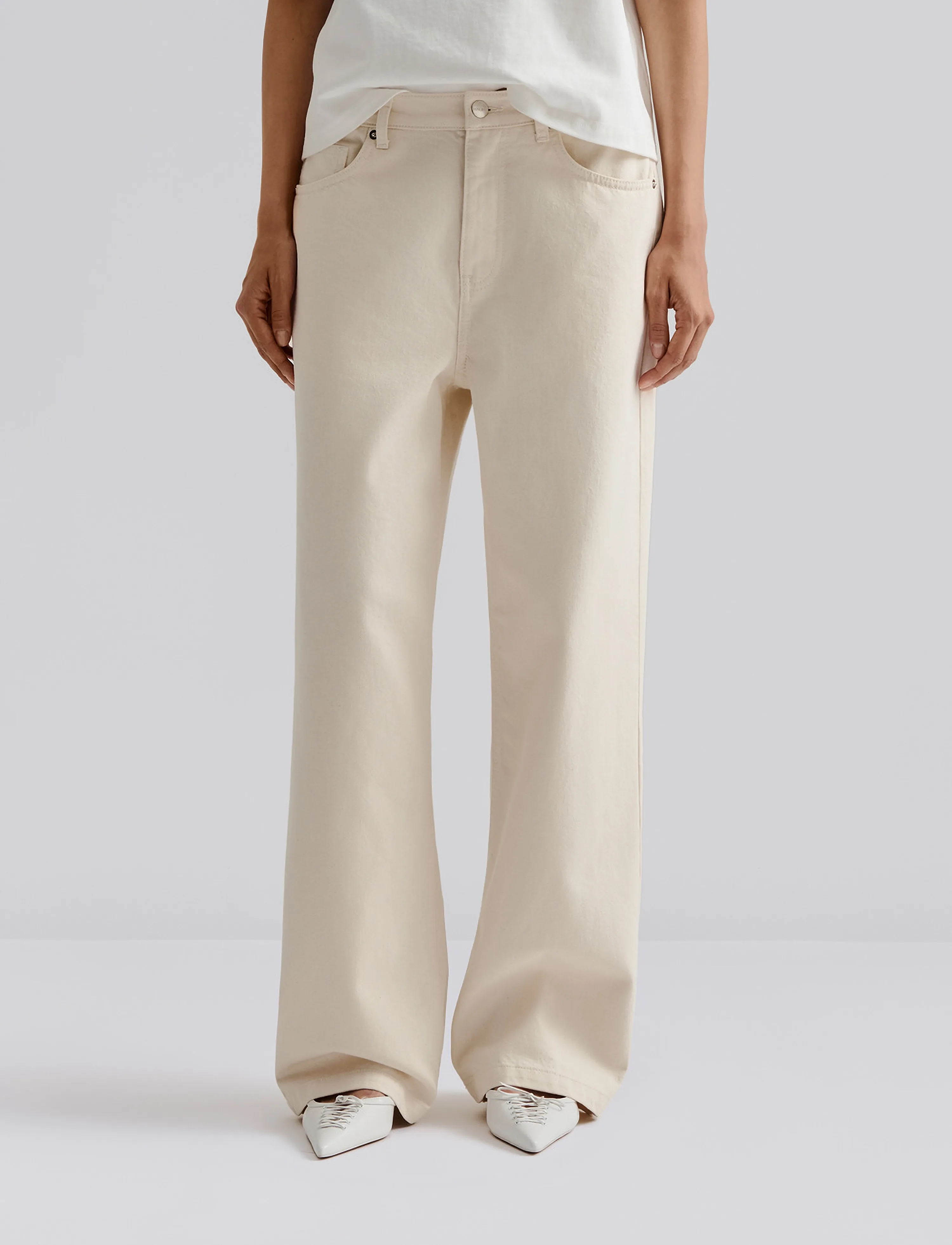 Malina - Matilda slouchy mid rise wide jeans - hosen mit weitem bein - cream - 4