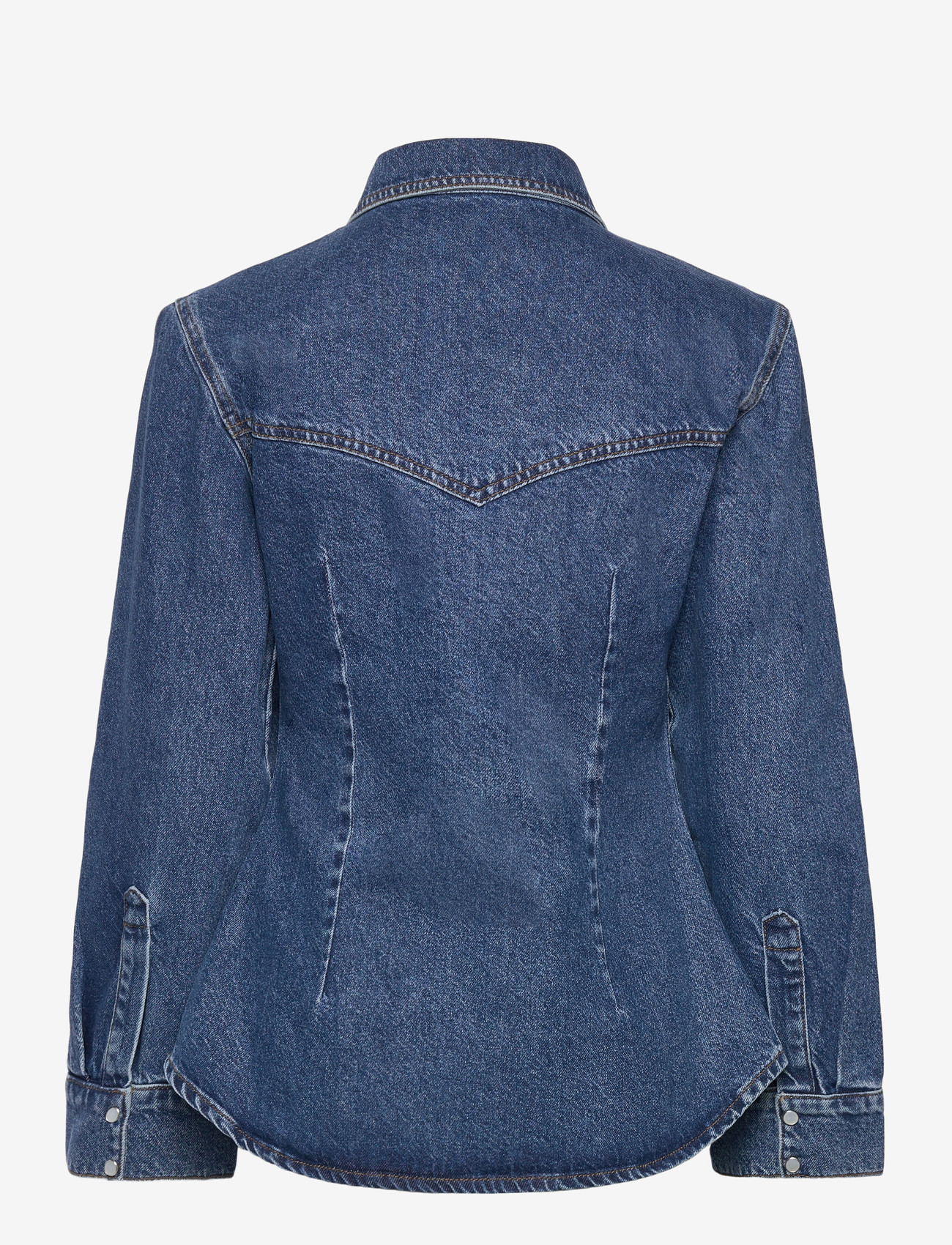 Malina - Anthea Fitted Waist Denim Shirt - denimskjorter - dark blue wash - 2