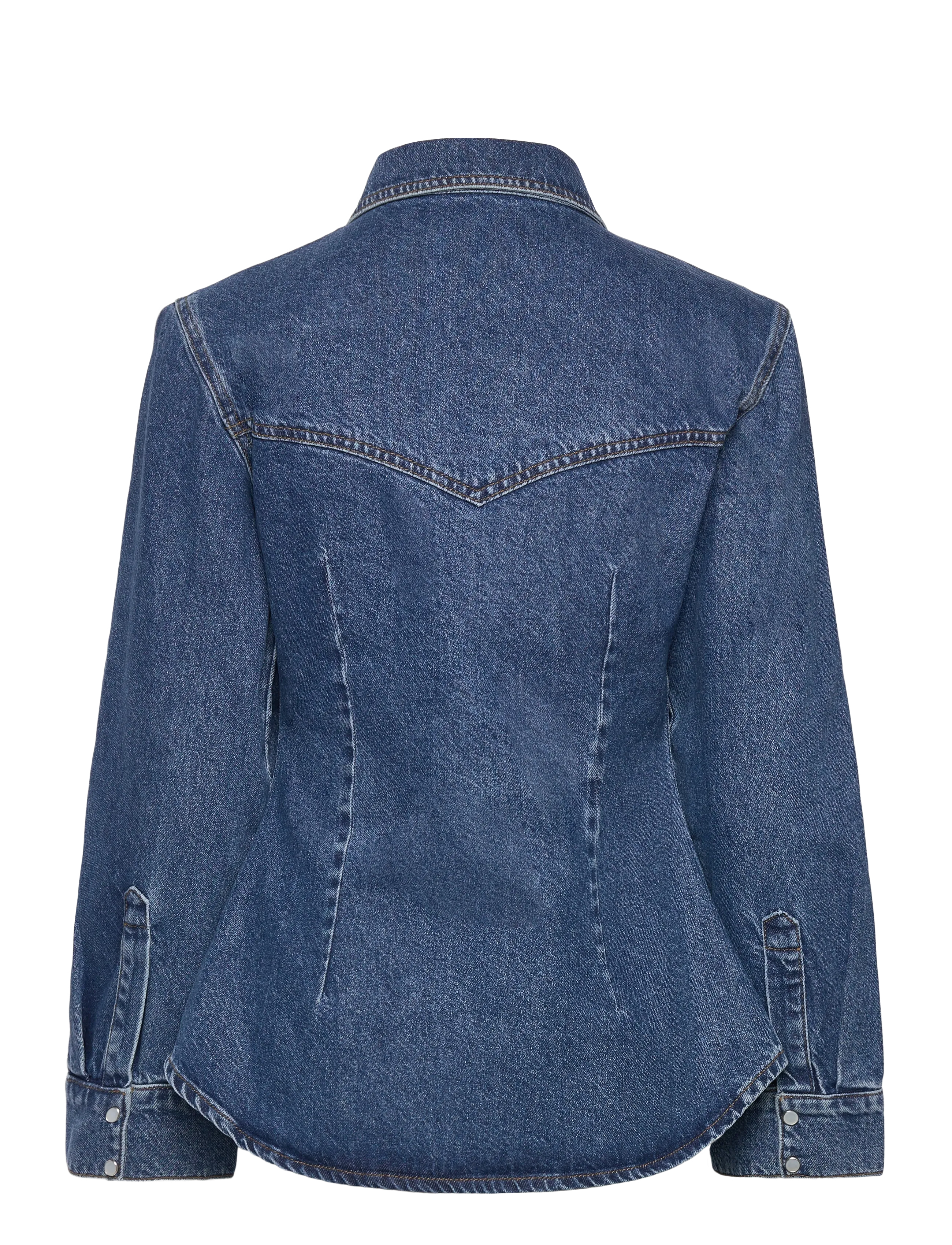 Malina - Anthea Fitted Waist Denim Shirt - forårsjakker - dark blue wash - 2