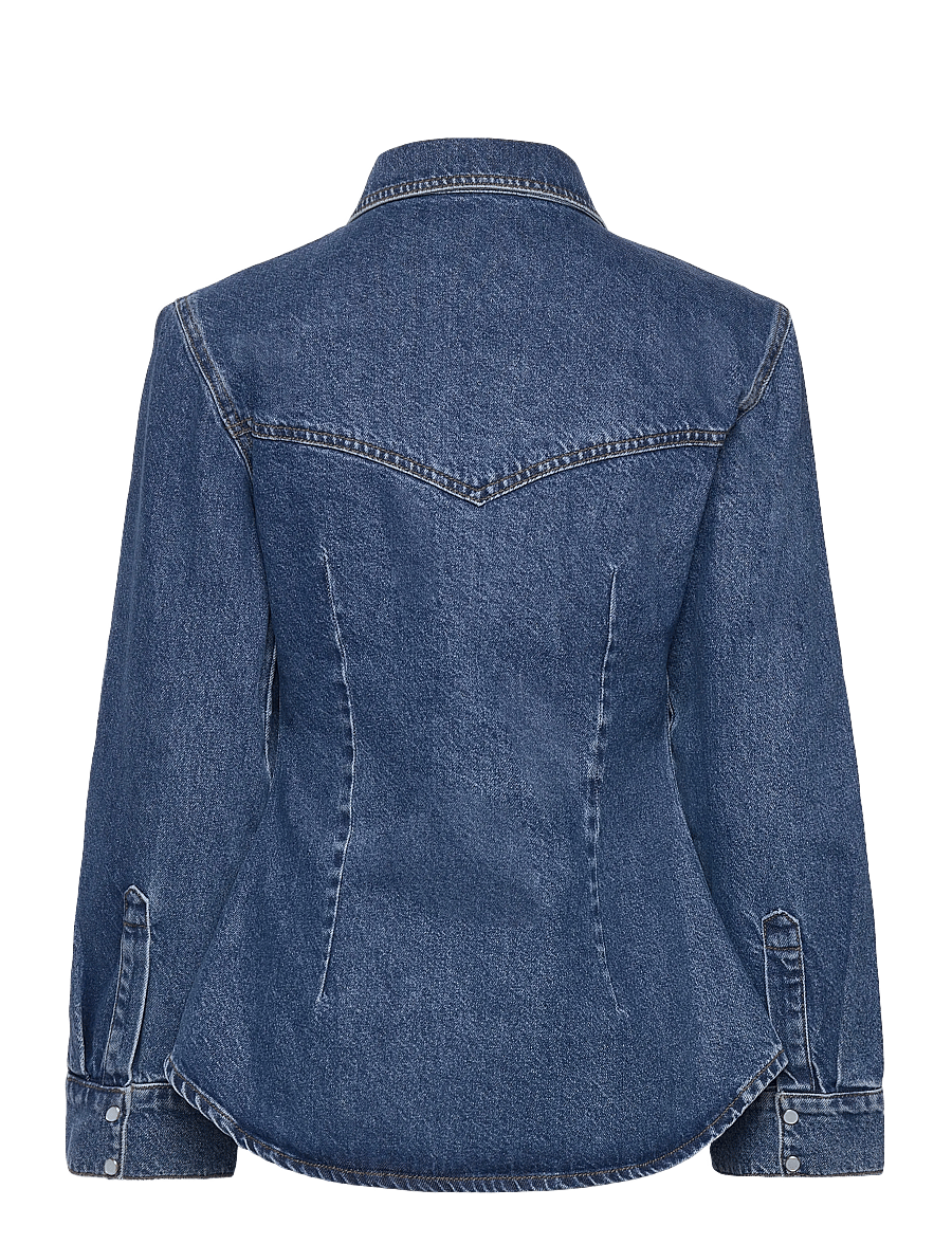 Malina - Anthea Fitted Waist Denim Shirt - teksasärgid - dark blue wash - 2