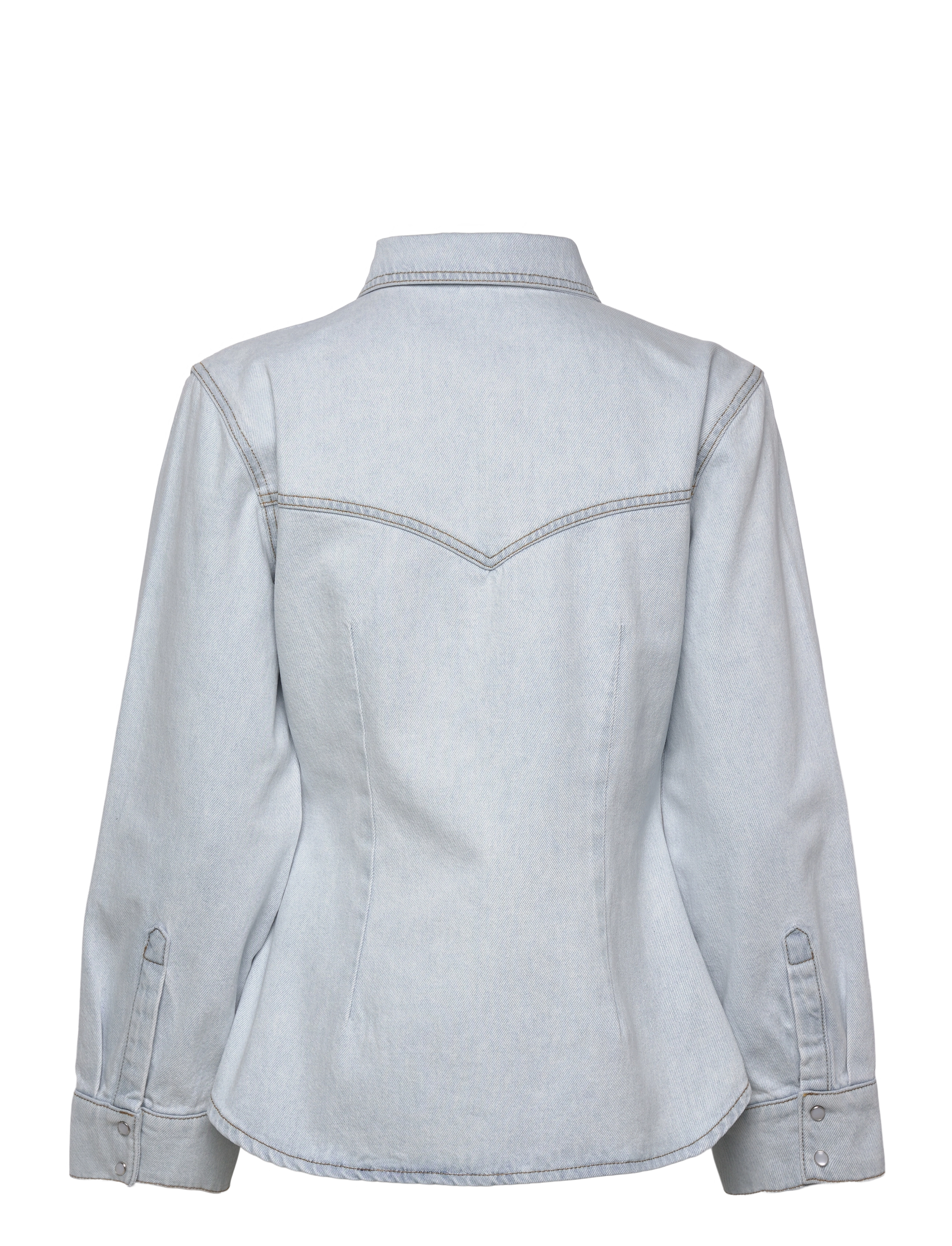 Malina - Anthea Fitted Waist Denim Shirt - forårsjakker - light blue wash - 2