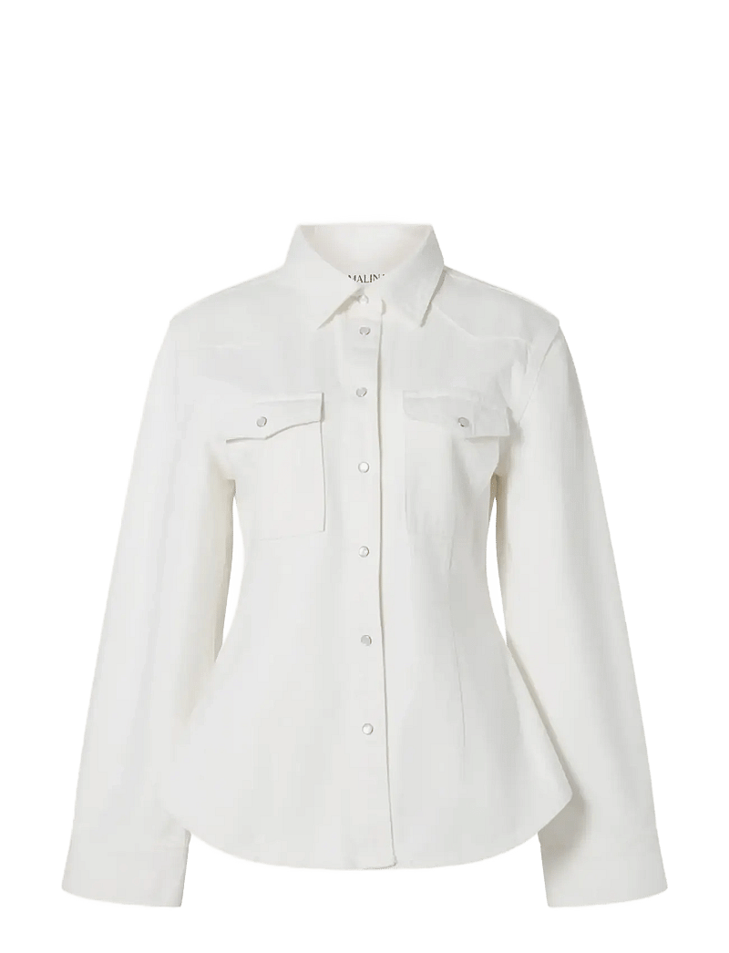 Malina - Anthea Fitted Waist Denim Shirt - frühlingsjacken - off white - 1