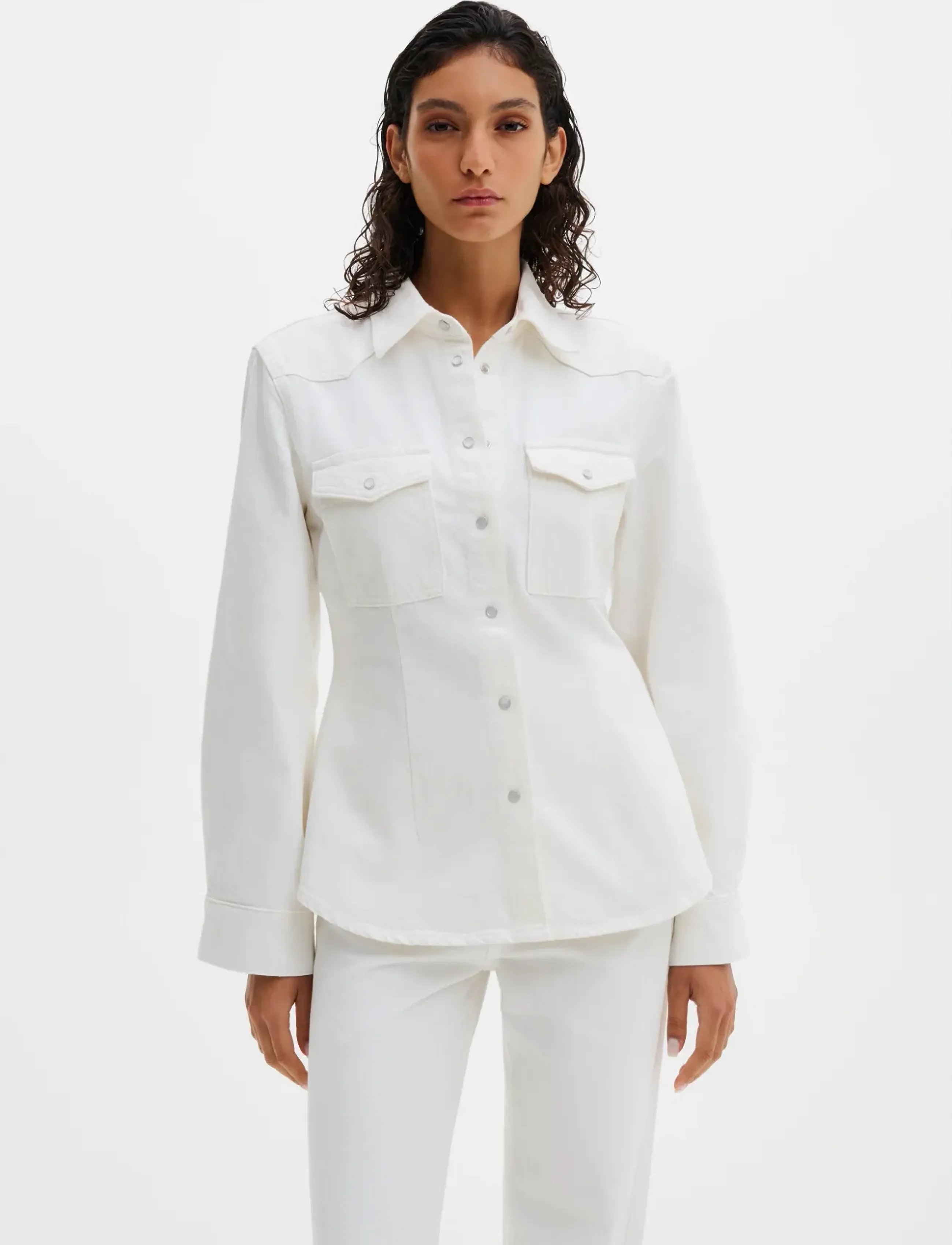 Malina Anthea Fitted Waist Denim Shirt, 40, Shirts, Weiß - Frauen
