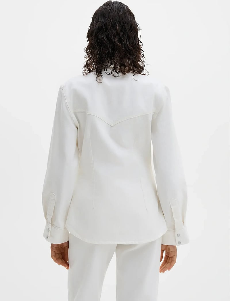 Malina - Anthea Fitted Waist Denim Shirt - frühlingsjacken - off white - 2