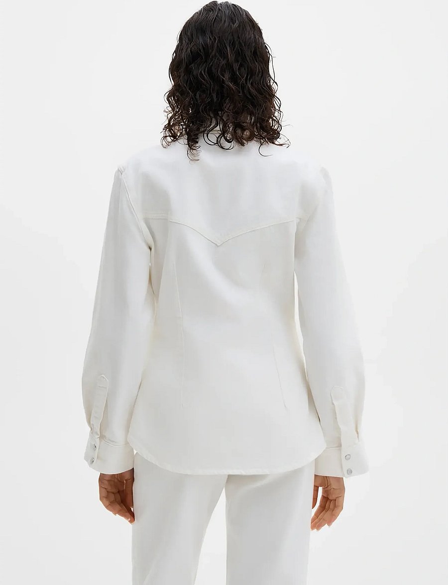 Malina - Anthea Fitted Waist Denim Shirt - jeanshemden - off white - 2