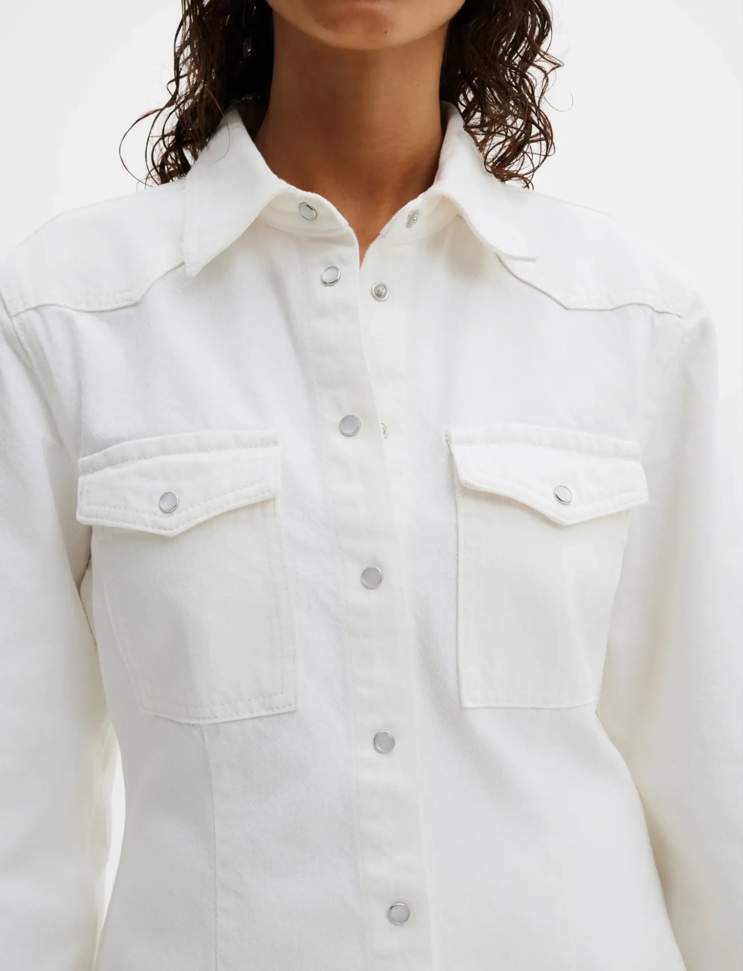 Malina - Anthea Fitted Waist Denim Shirt - jeanshemden - off white - 3