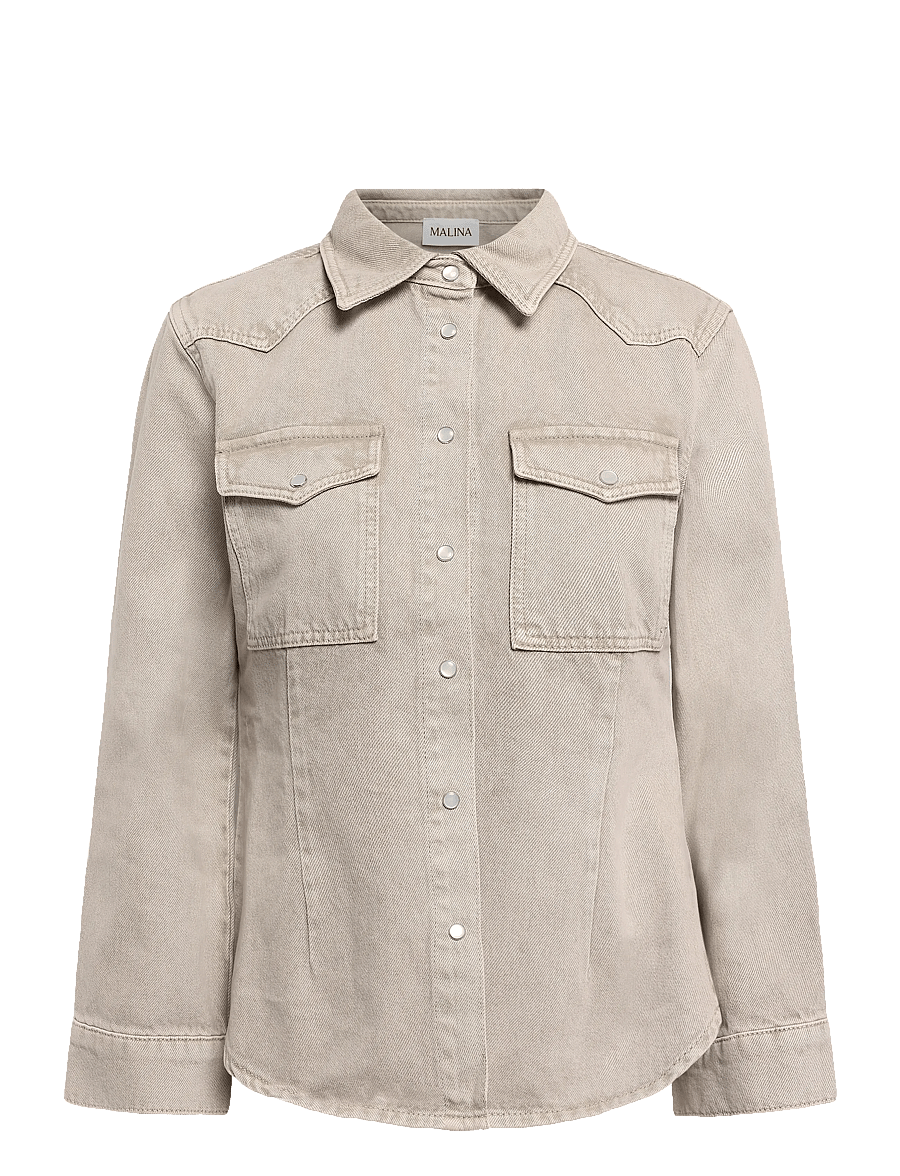 Malina - Anthea Fitted Waist Denim Shirt - jeanshemden - vintage beige wash - 0