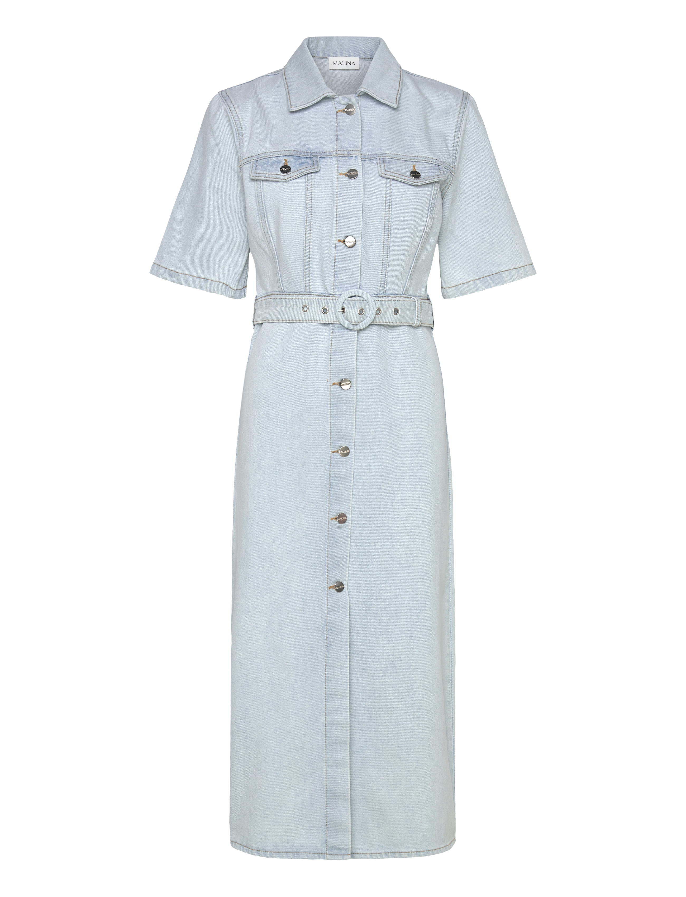 Malina Eudora denim midi dress - Kjoler - LIGHT BLUE WASH / blue