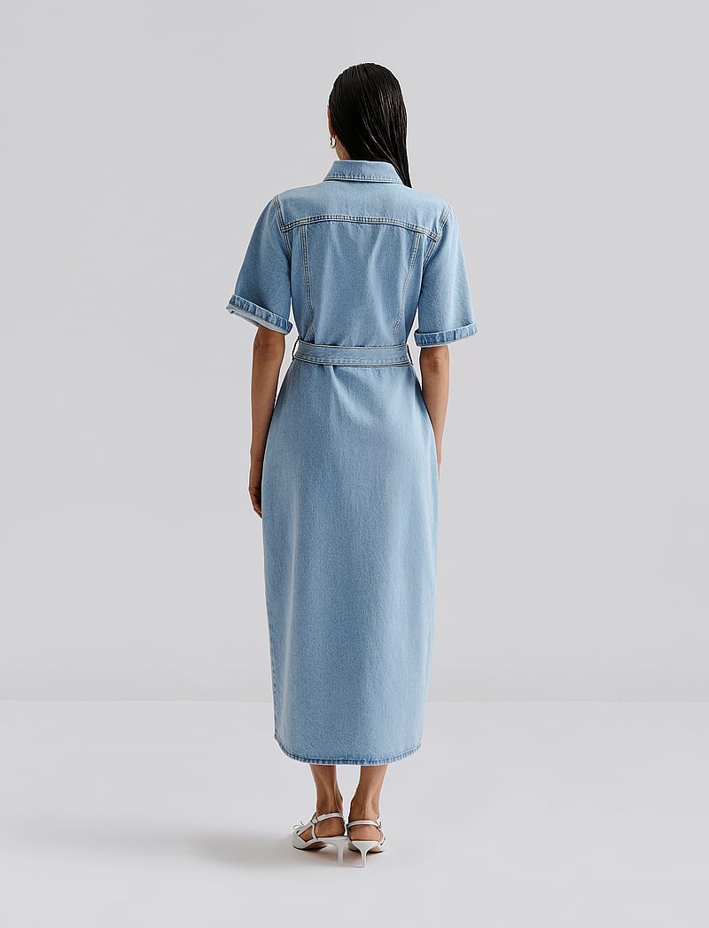 Malina - Eudora denim midi dress - skjortklänningar - light blue wash - 3