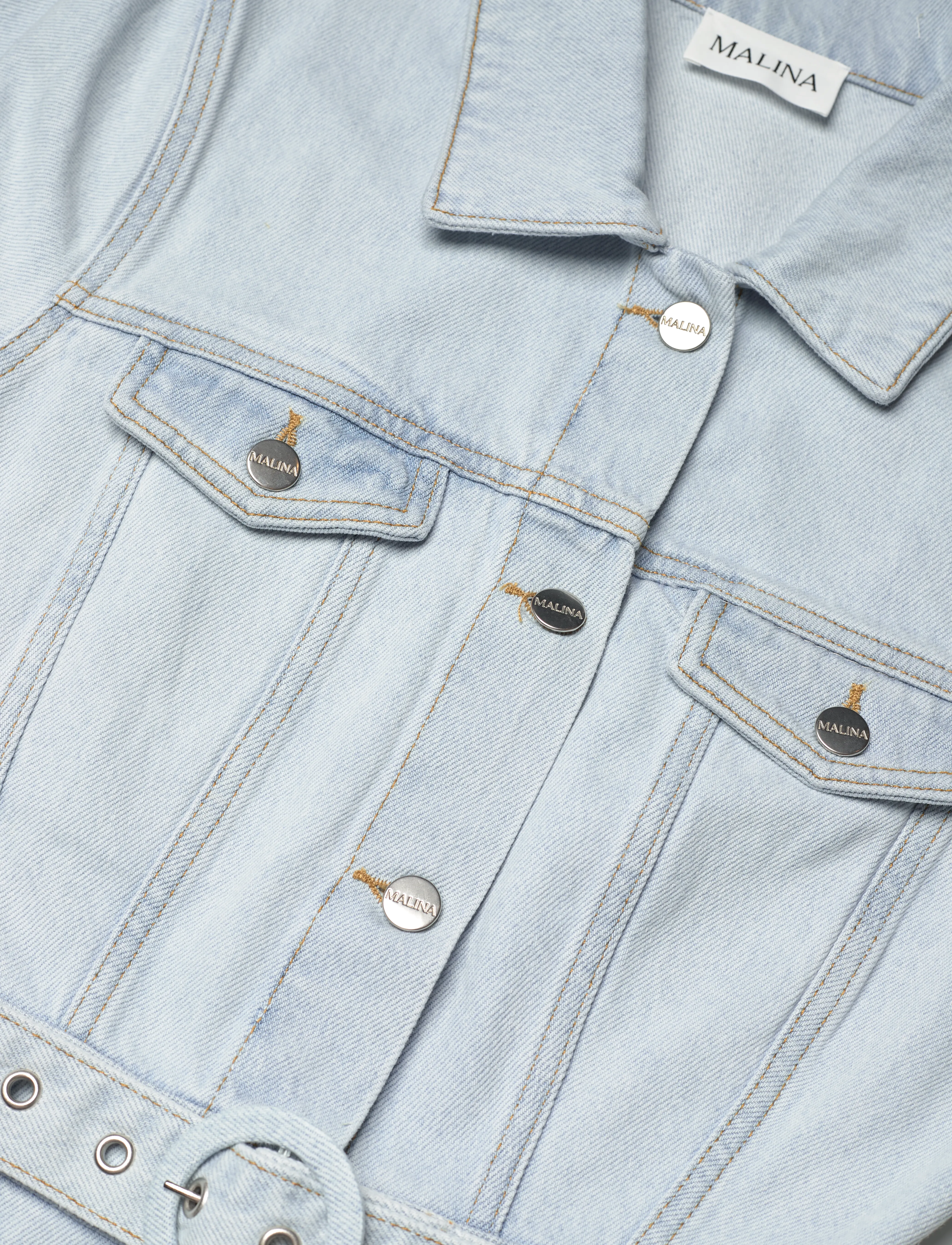 Malina - Eudora denim midi dress - skjortekjoler - light blue wash - 5