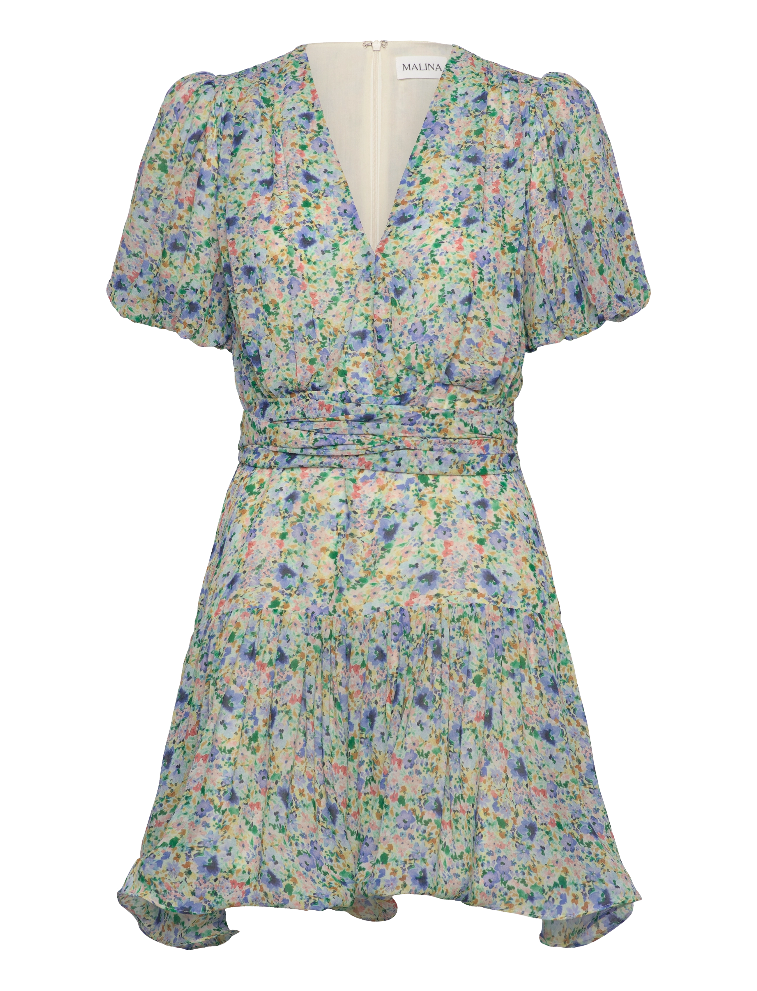 MALINA Lone V-Ausschnitt Chiffong Mini Kleid Patterned - 36 - Damen