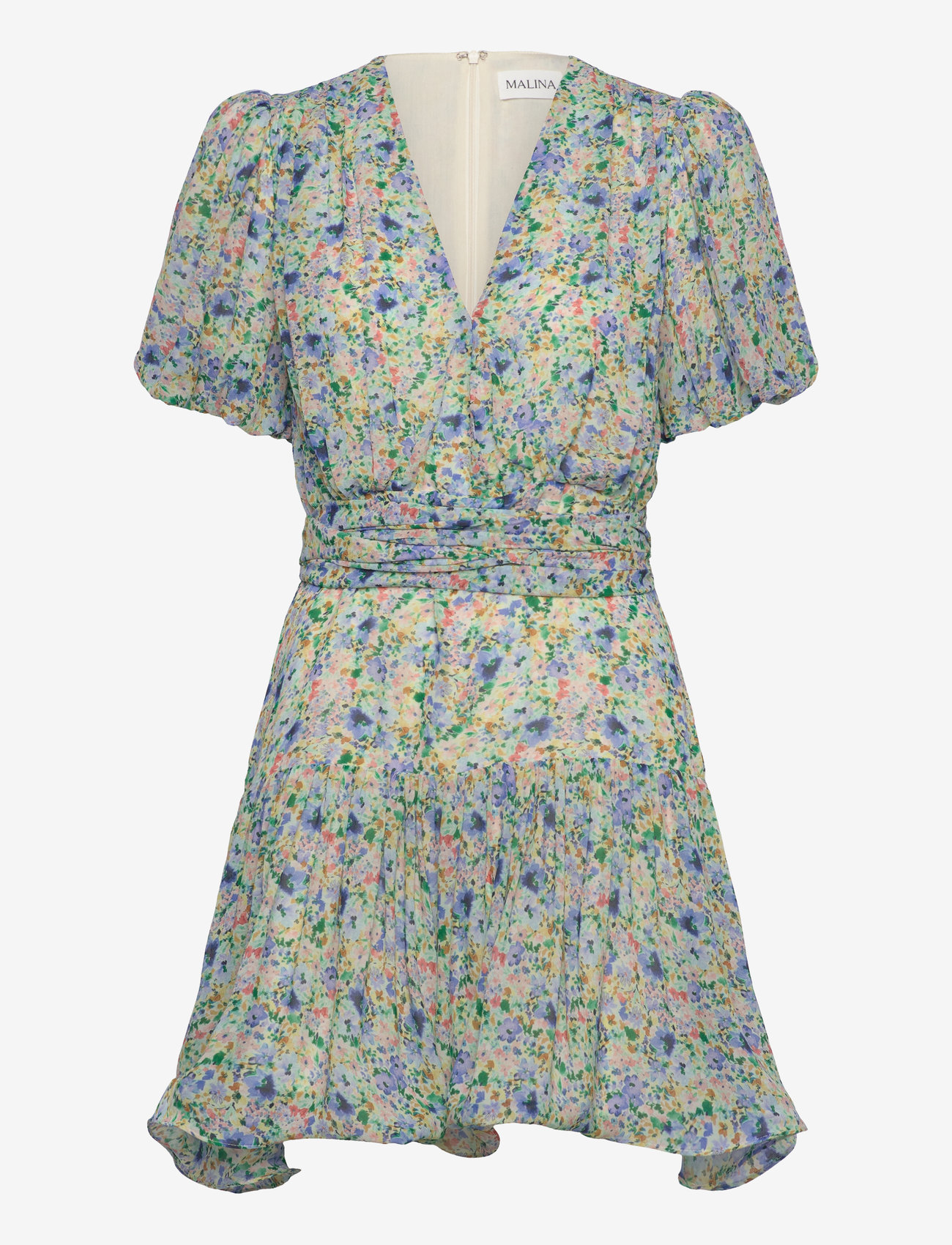 Malina - Lone v-neck chiffong mini dress - sumarkjólar - ditsy - 1