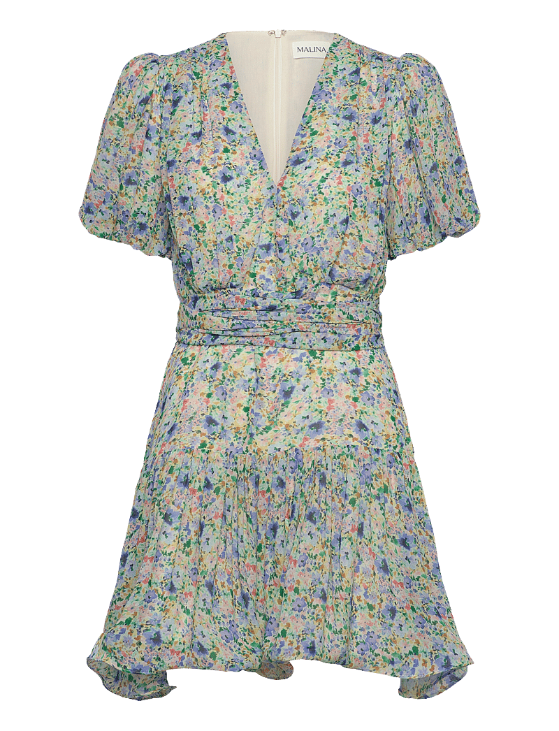 Malina - Lone v-neck chiffong mini dress - vasaras kleitas - ditsy - 1