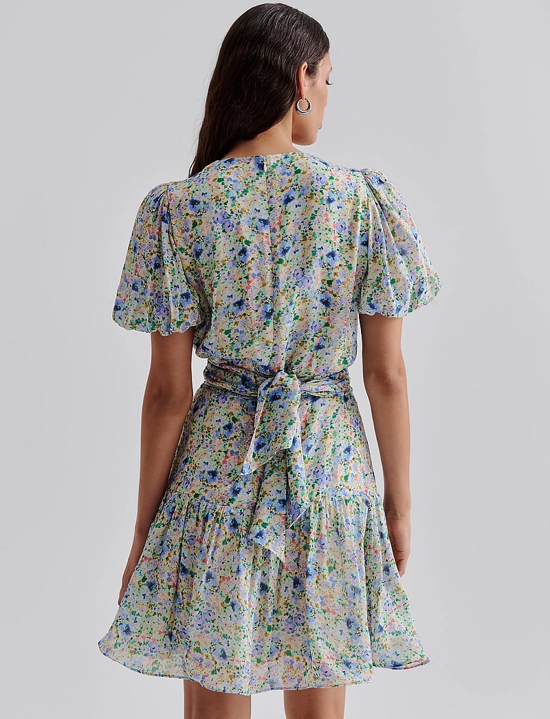 Malina - Lone v-neck chiffong mini dress - vasaras kleitas - ditsy - 3