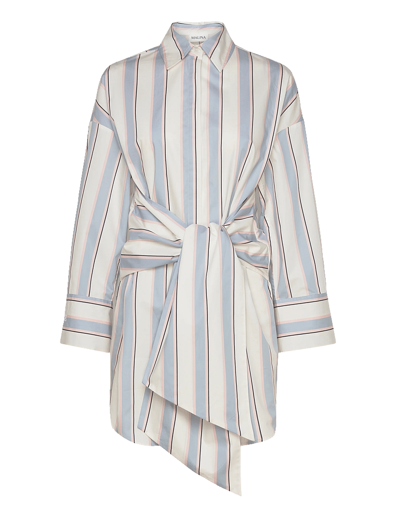 Malina - Althea tie up shirt dress - shirt dresses - sky blue stripe - 1