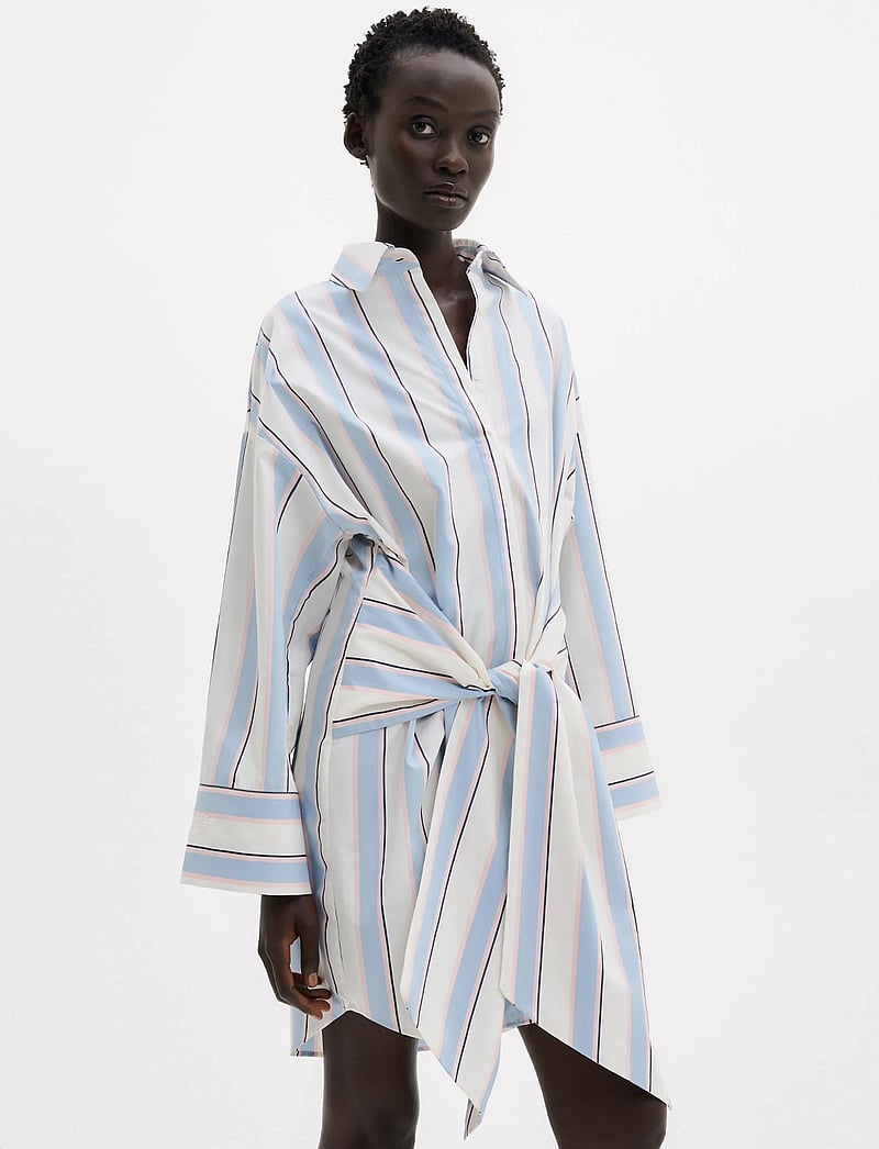 Malina - Althea tie up shirt dress - shirt dresses - sky blue stripe - 3