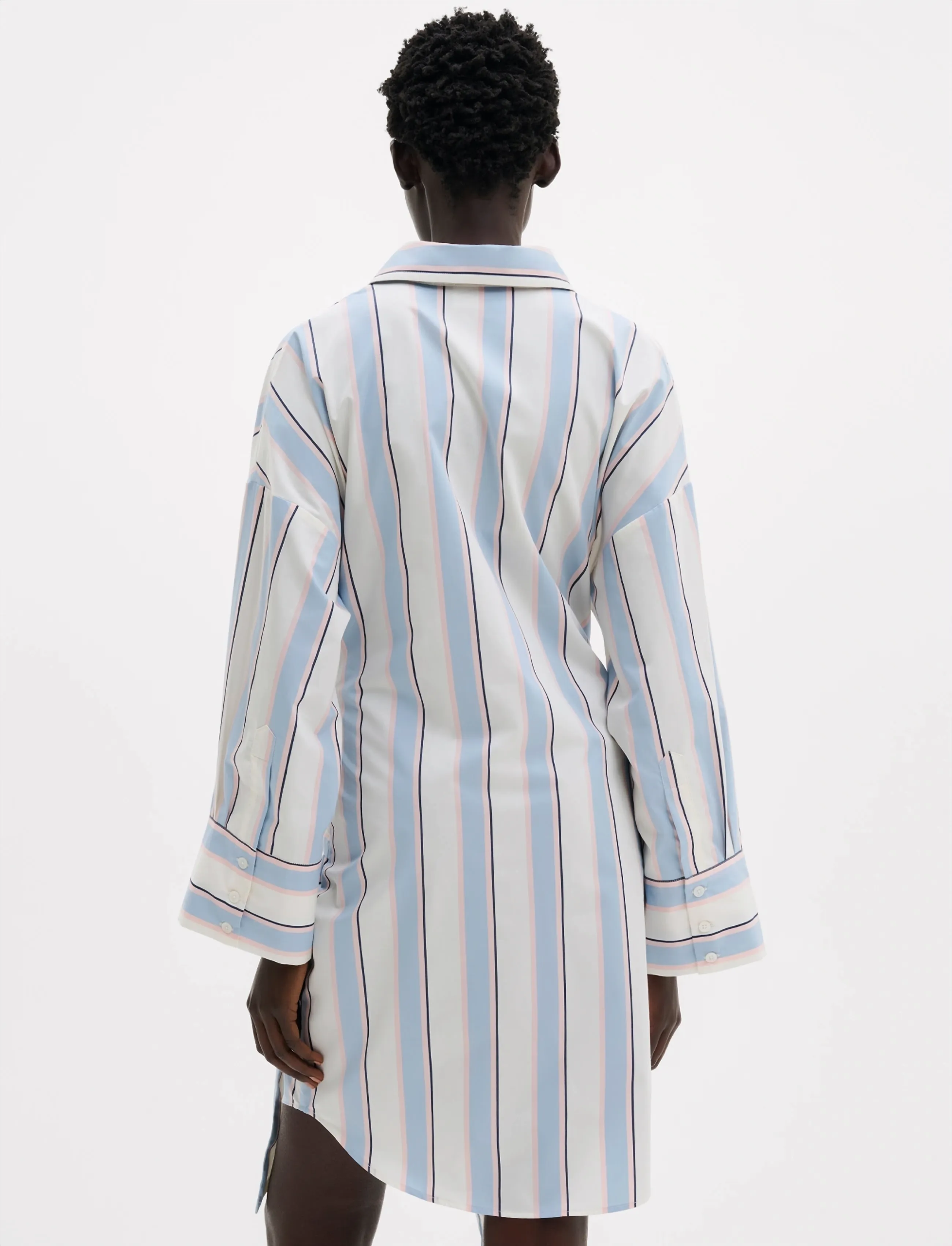 Malina - Althea tie up shirt dress - robes chemises - sky blue stripe - 4