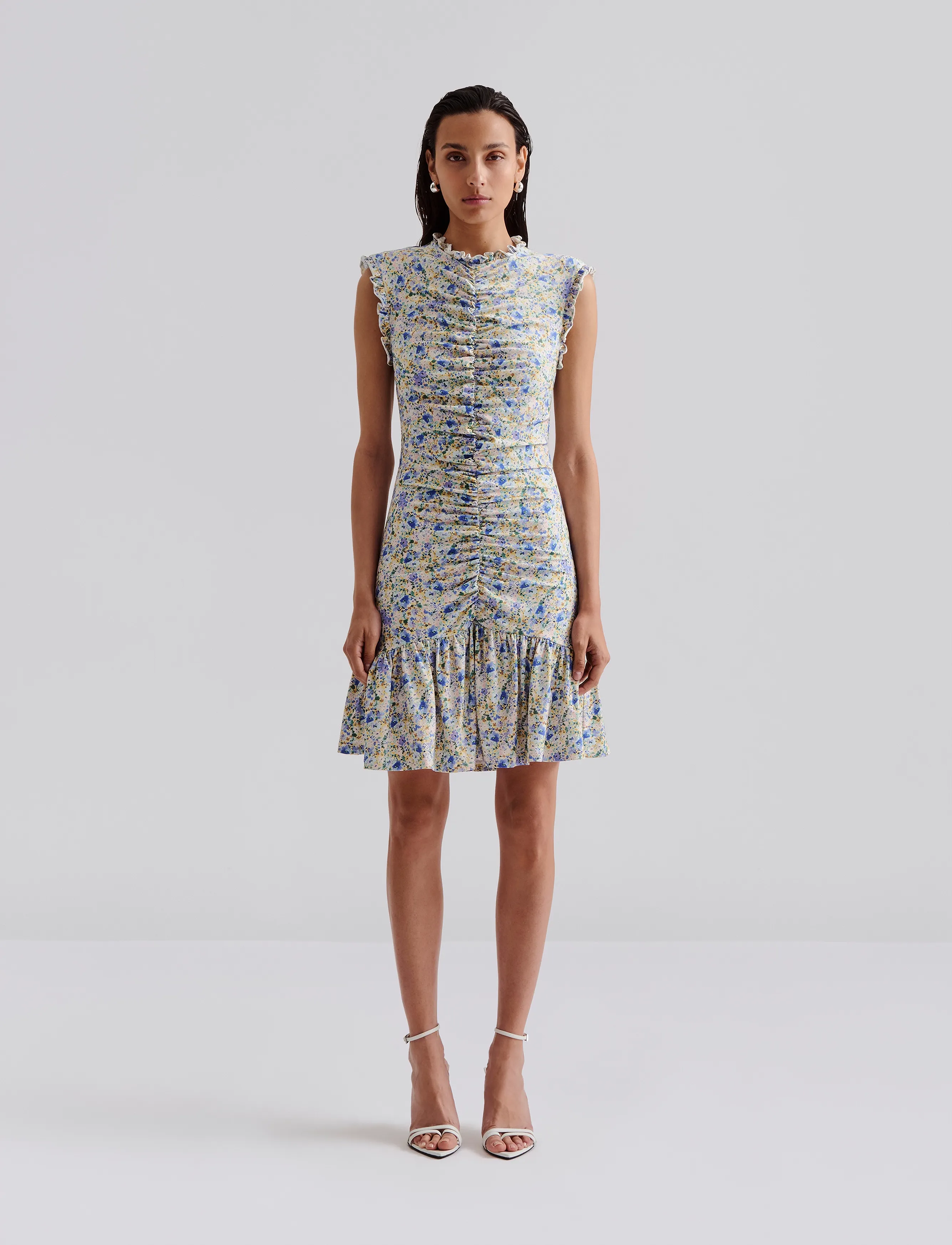 Malina Agnes Draped Jersey Mini Dress, XL, Dresses, Mehrfarbig/gemustert - Short Frauen