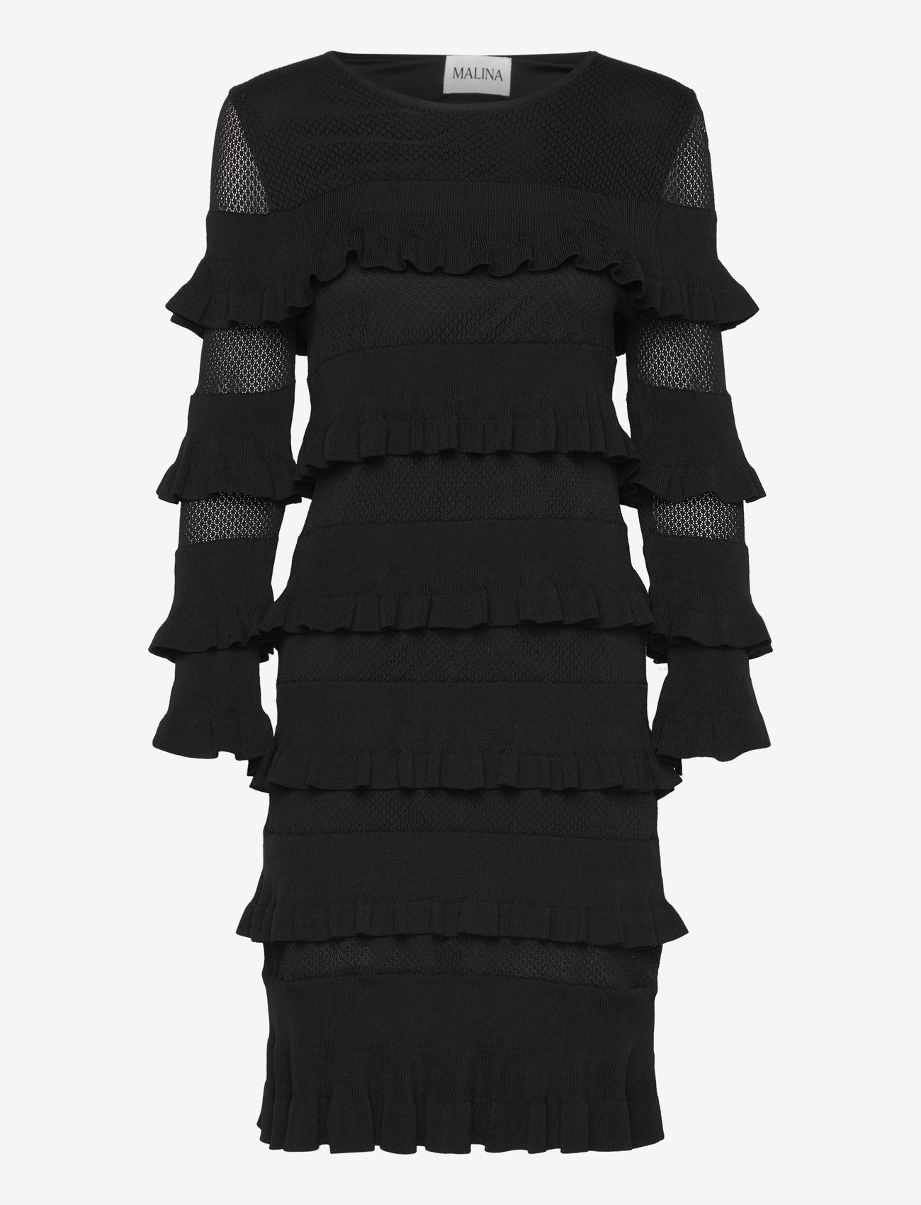 Malina - Violet frill knitted mini dress - festklänningar - black - 1