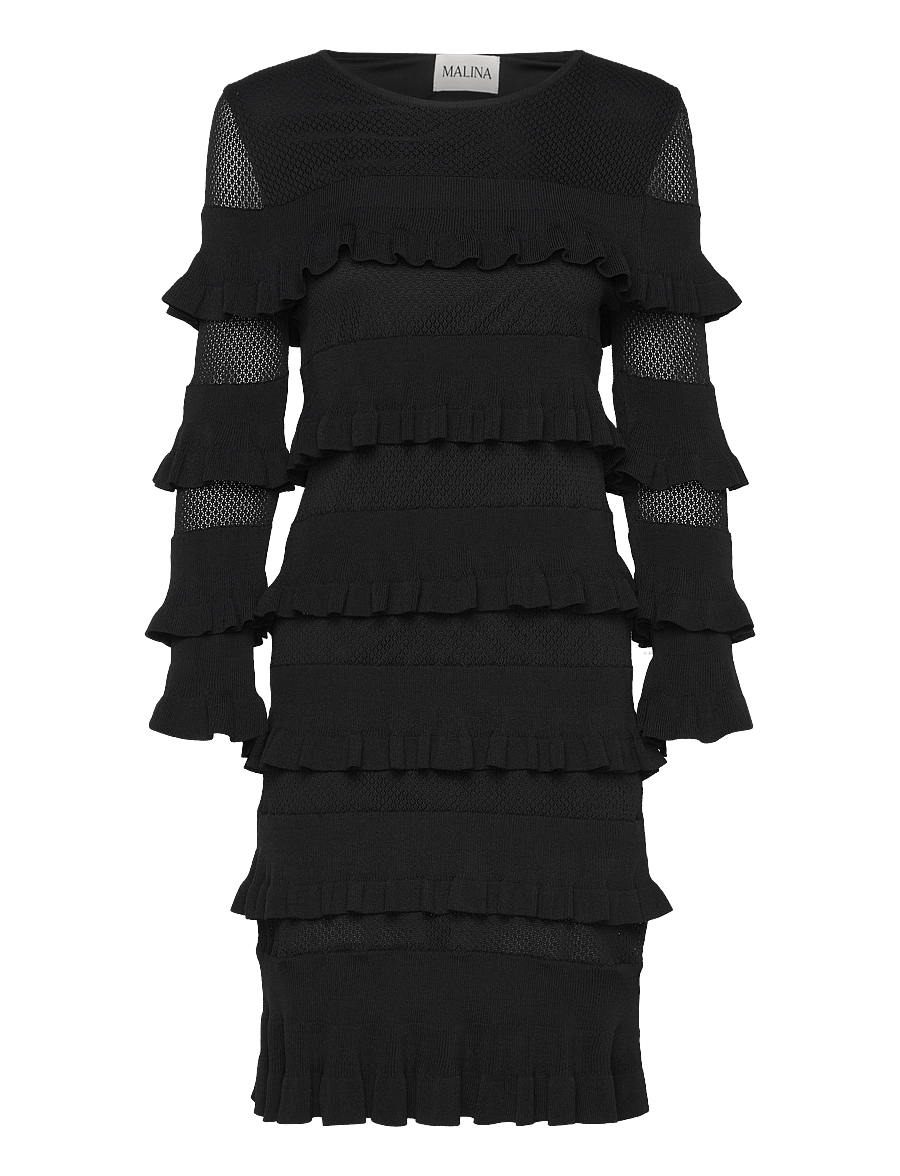 Malina - Violet frill knitted mini dress - partykleider - black - 1