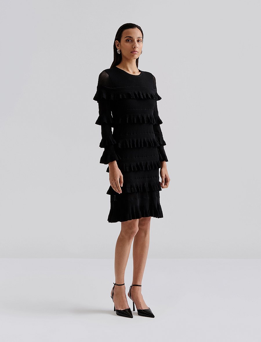 Malina - Violet frill knitted mini dress - partykleider - black - 0