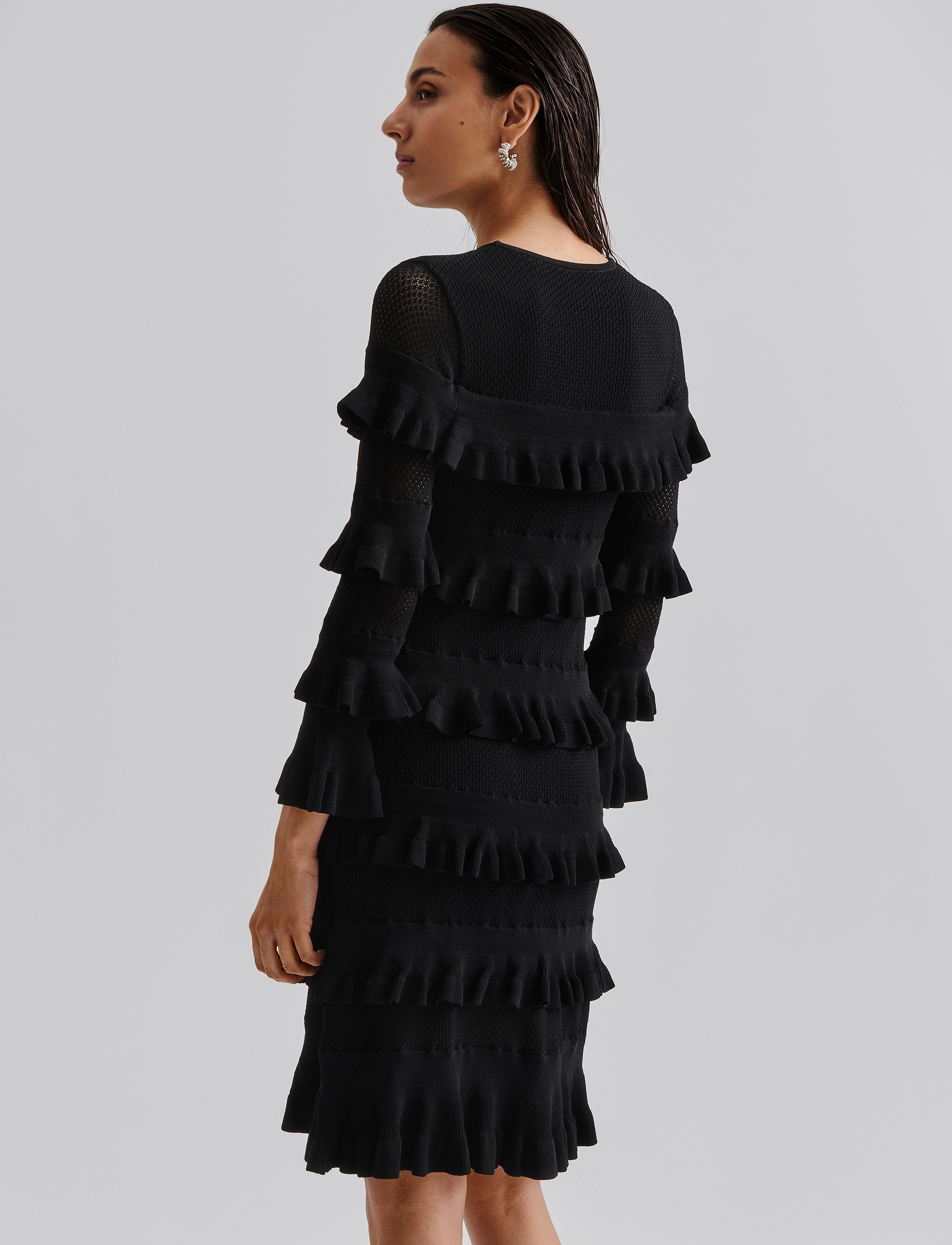 Malina - Violet frill knitted mini dress - partykleider - black - 3