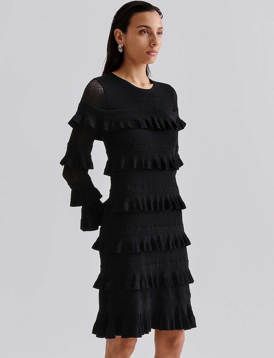 Malina - Violet frill knitted mini dress - partykleider - black - 4