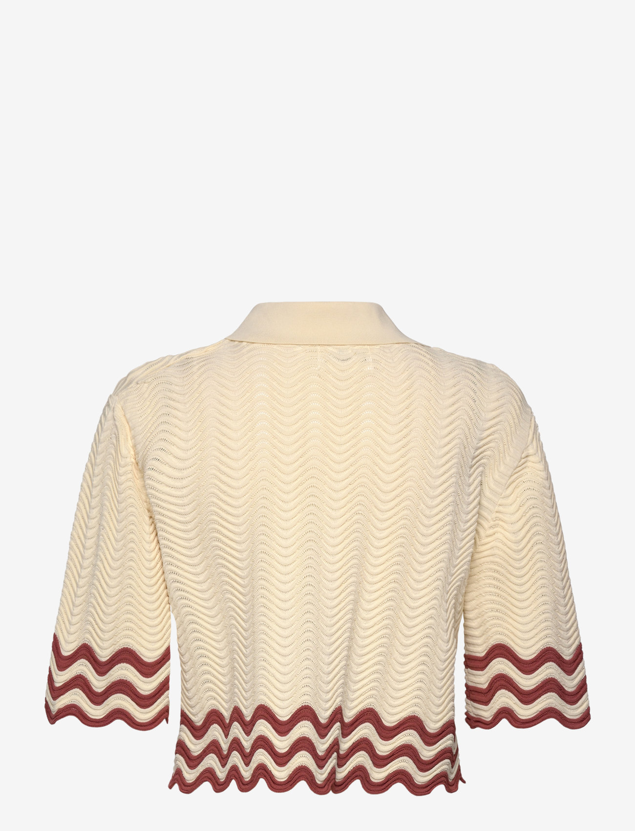 Malina - Josefin scallop knitted cropped top - vanilla - 2