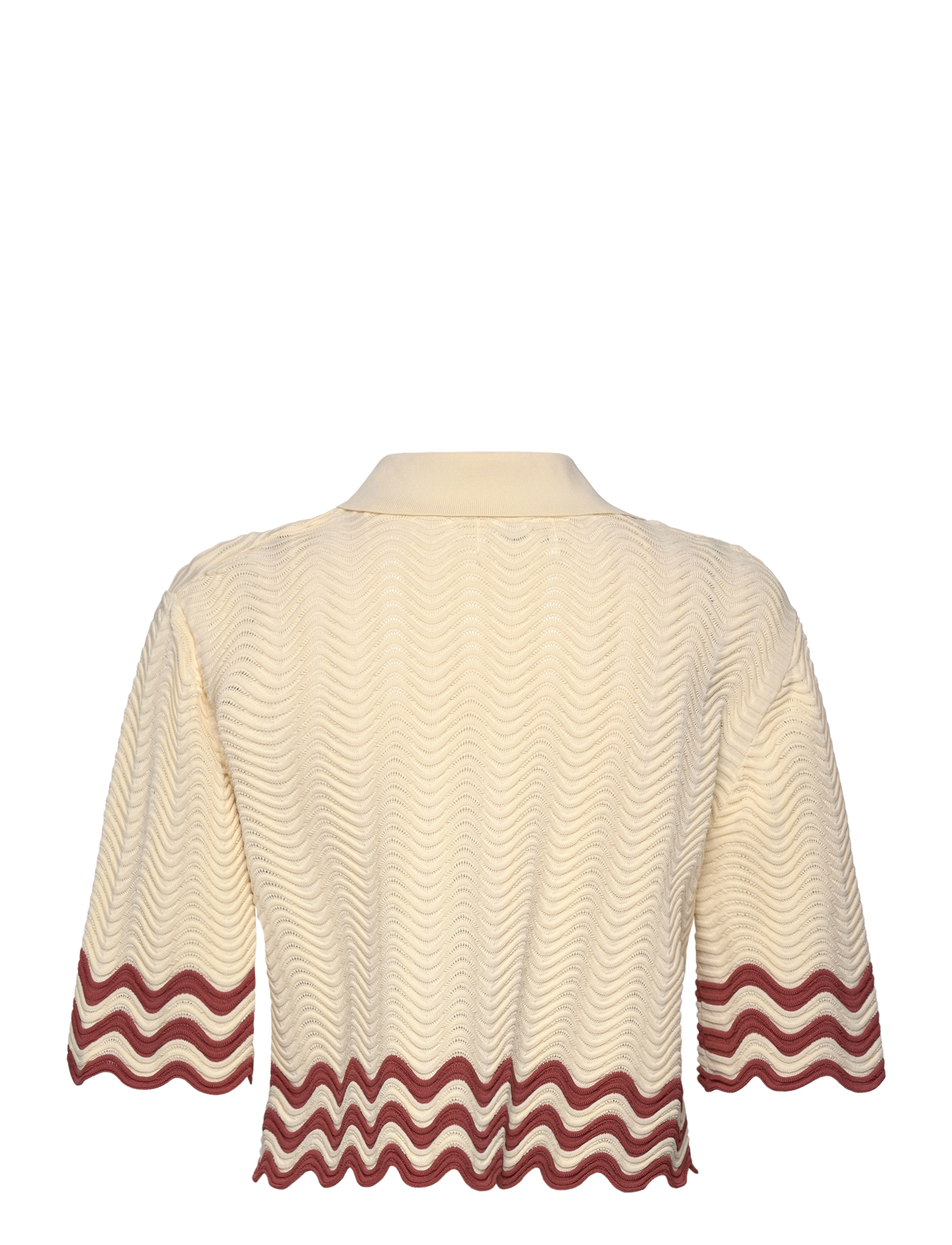 Malina - Josefin scallop knitted cropped top - vanilla - 2