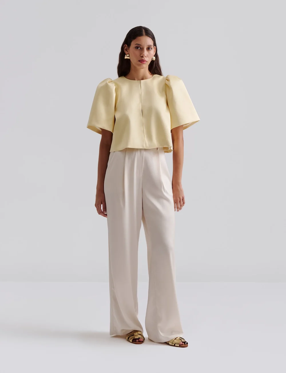 Malina - Serena short sleeve wrap blouse - kortærmede bluser - lemon - 0