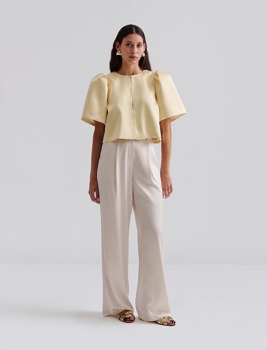 Malina - Serena short sleeve wrap blouse - lemon - 0
