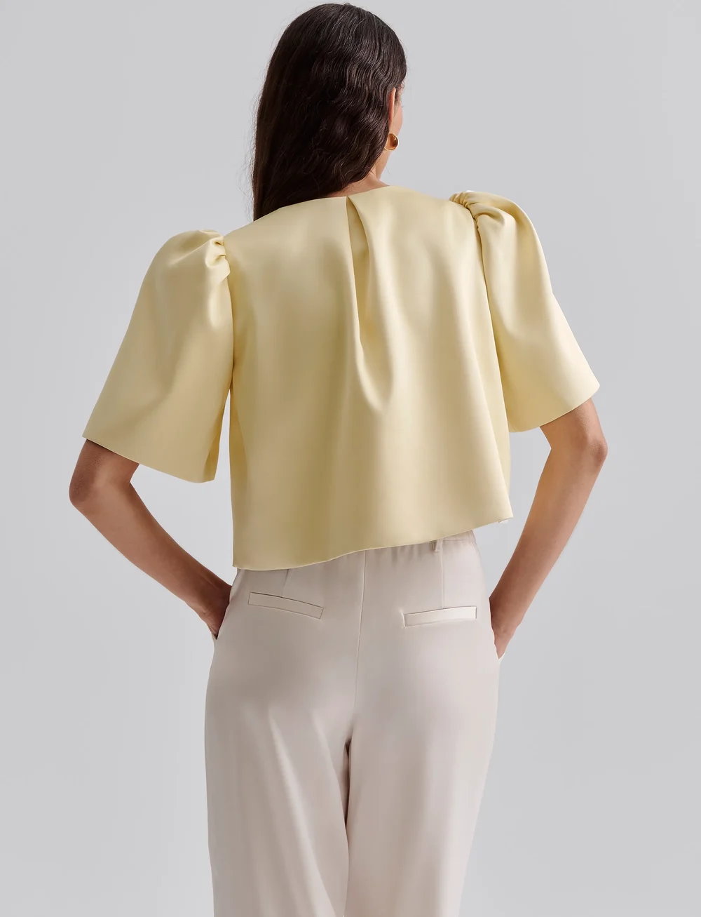 Malina - Serena short sleeve wrap blouse - kortærmede bluser - lemon - 3