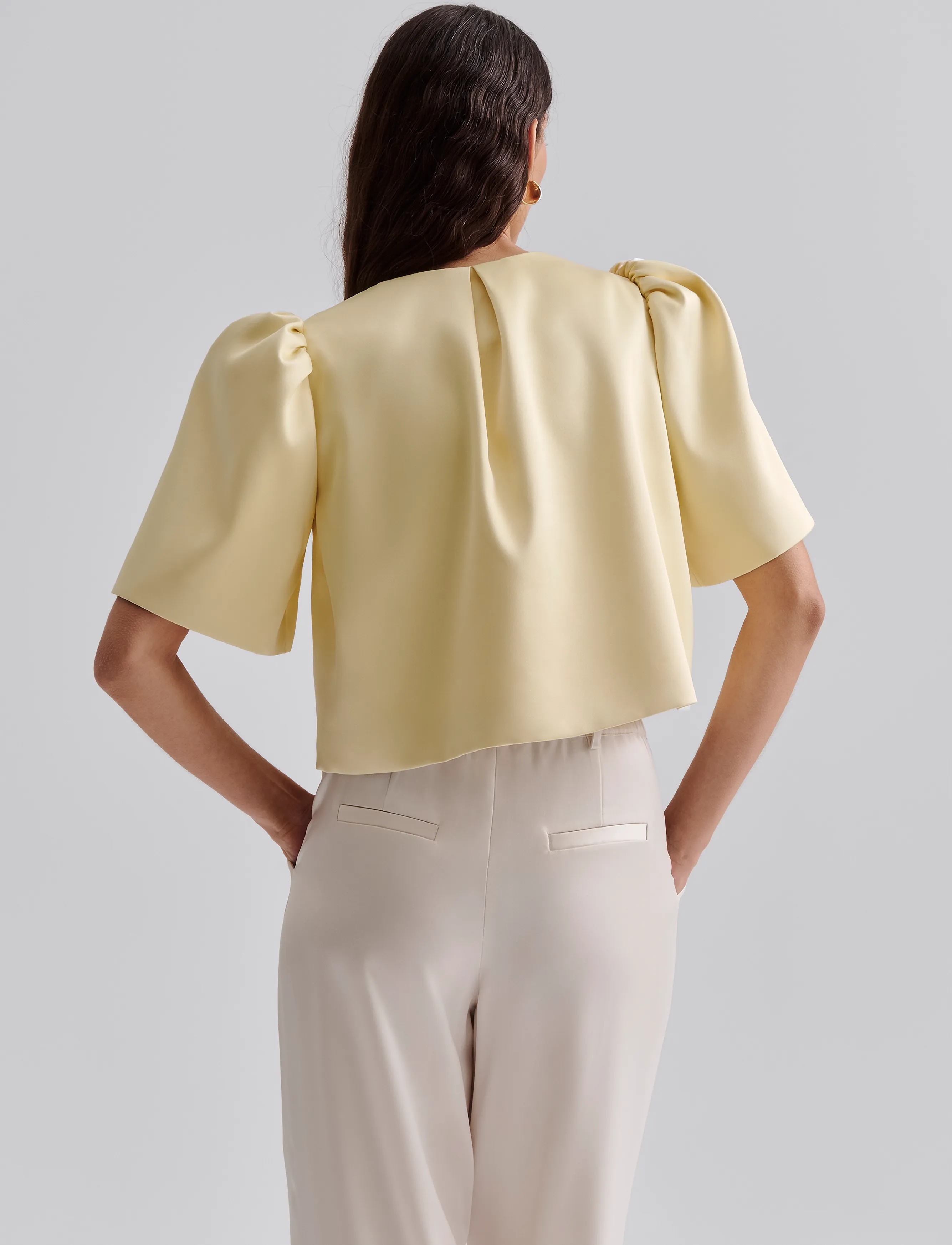 Malina - Serena short sleeve wrap blouse - lemon - 3