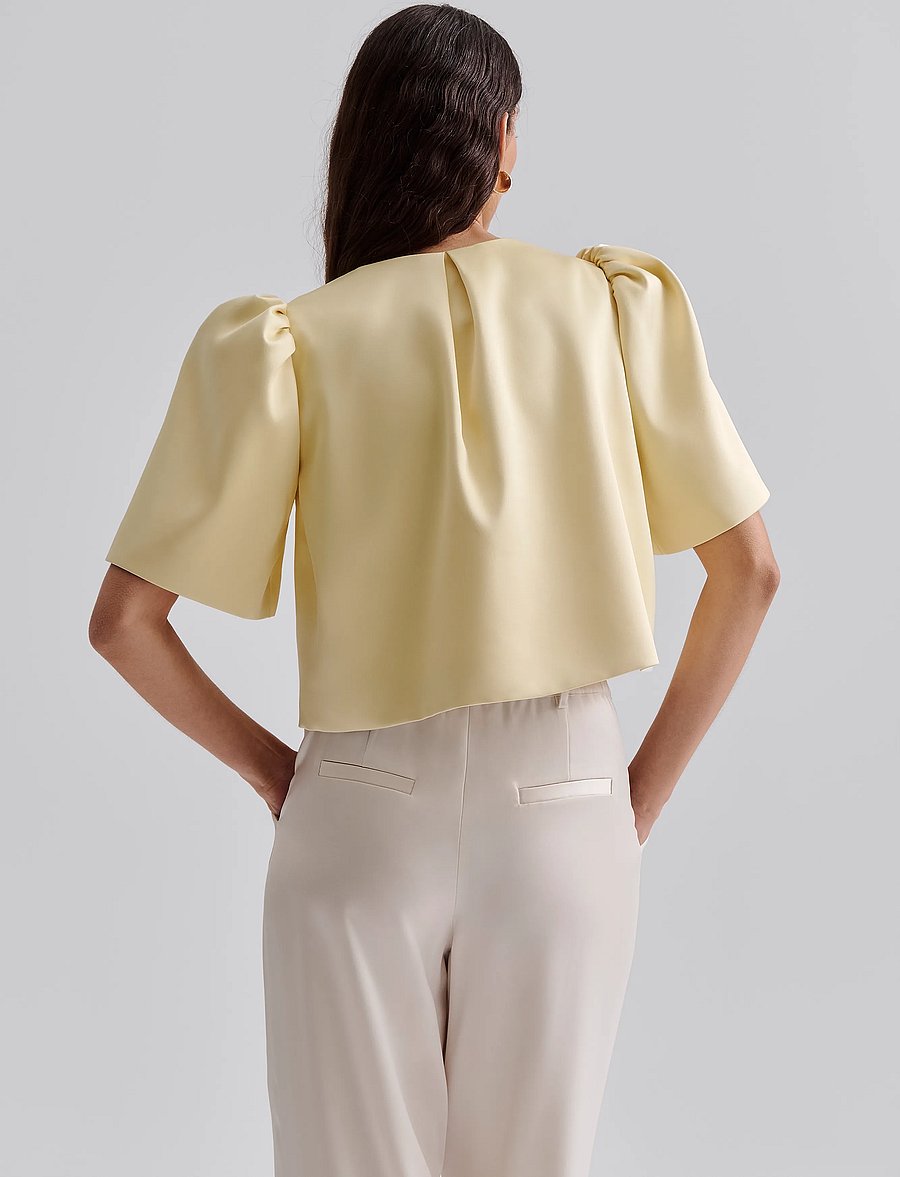 Malina - Serena short sleeve wrap blouse - lemon - 3